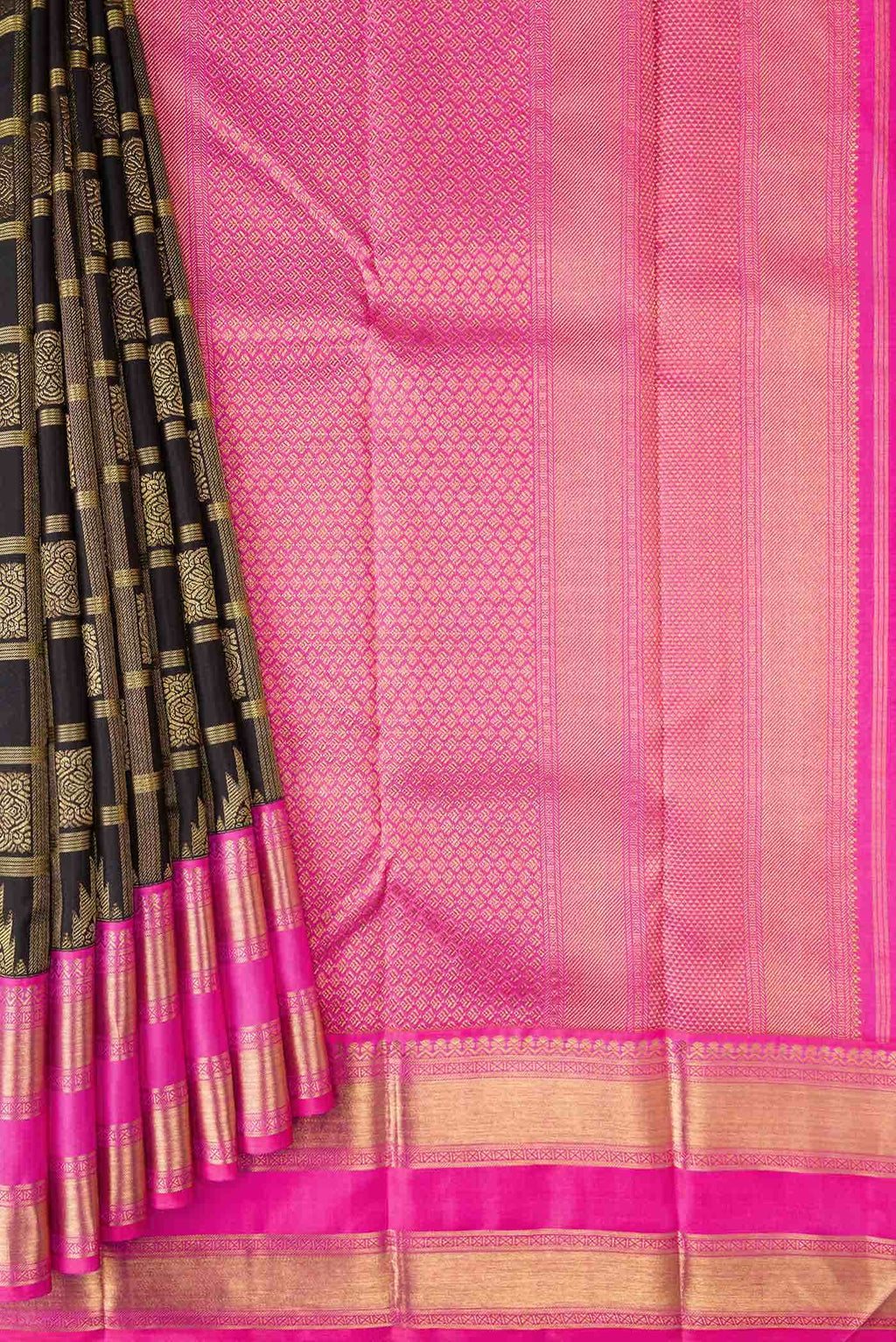 Pure Silk Pure Zari Black Kanchipuram Saree