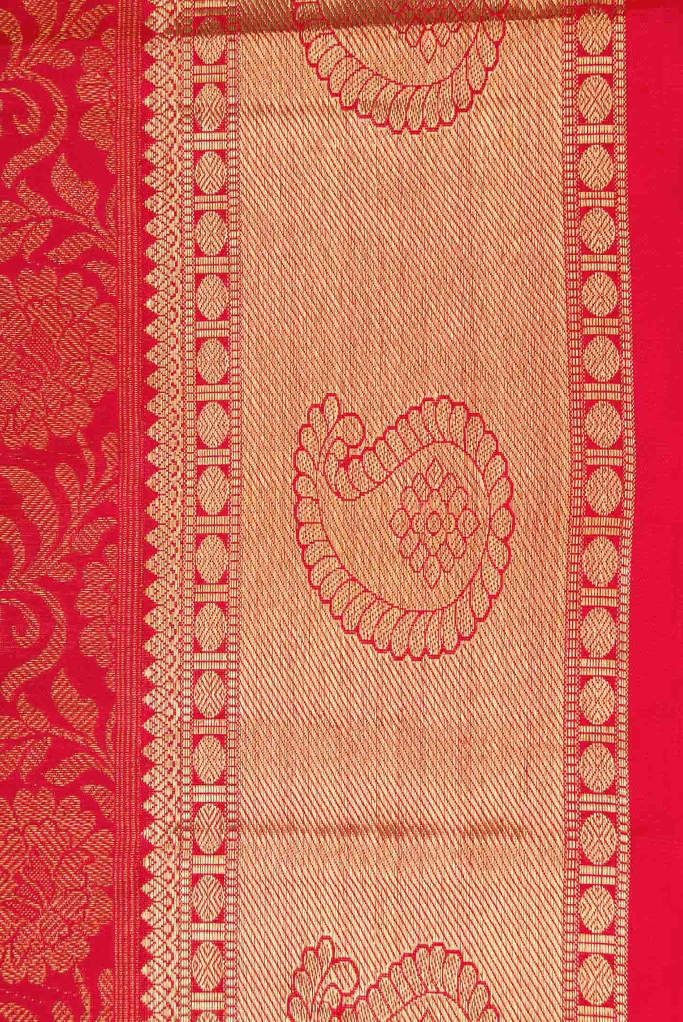 Pure Silk Pure Zari Red Dual Tone Kanchipuram Saree