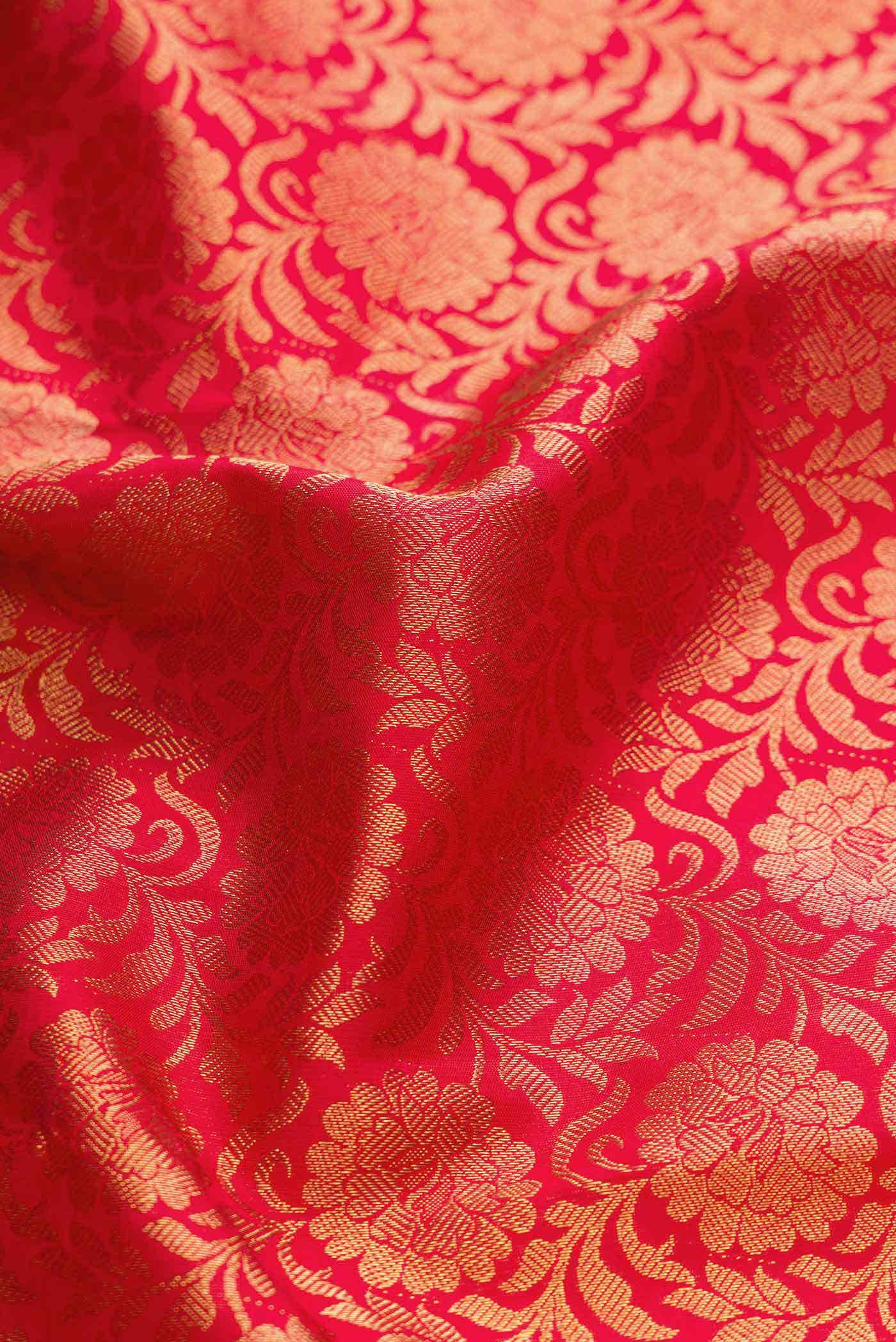 Pure Silk Pure Zari Red Dual Tone Kanchipuram Saree