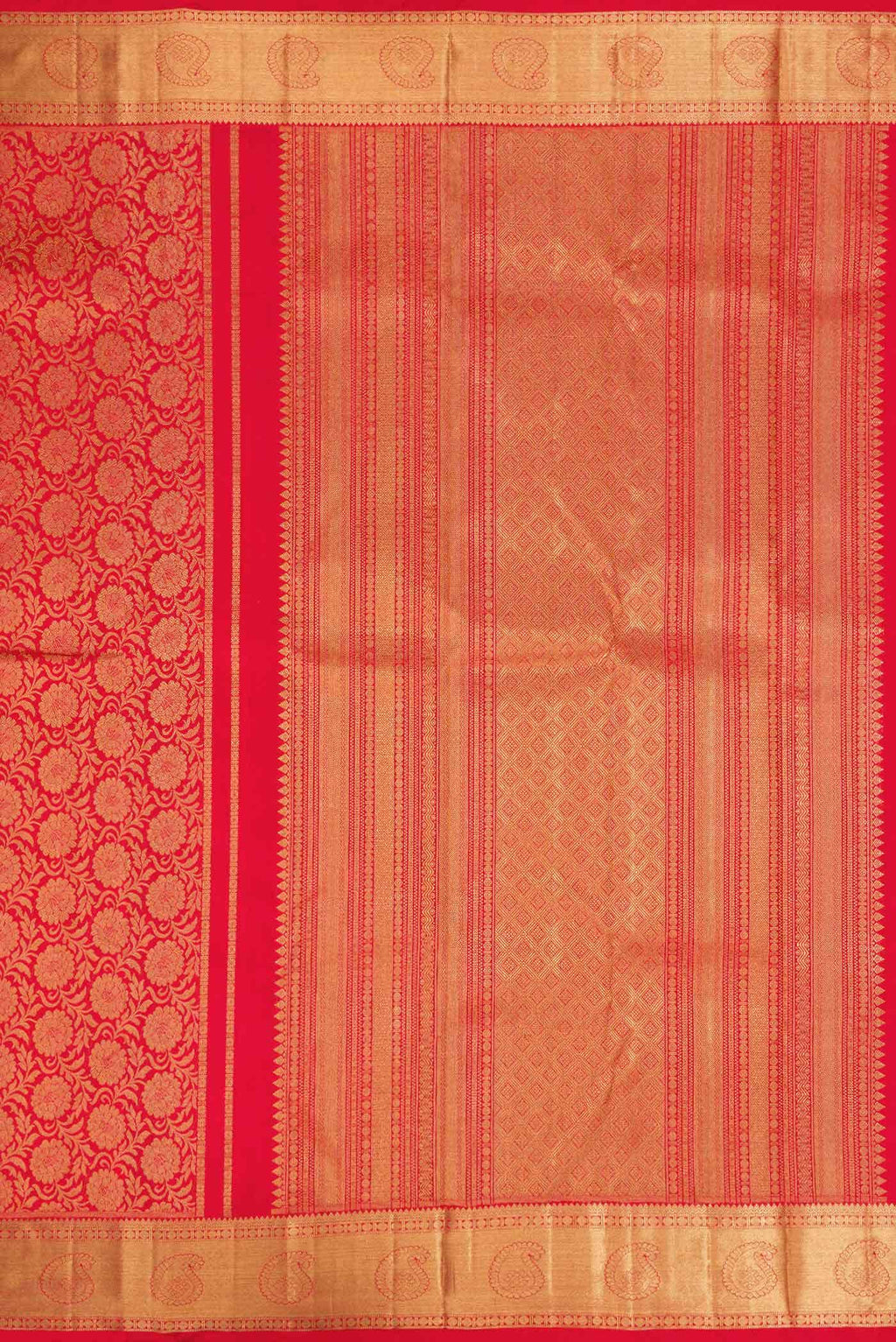 Pure Silk Pure Zari Red Dual Tone Kanchipuram Saree
