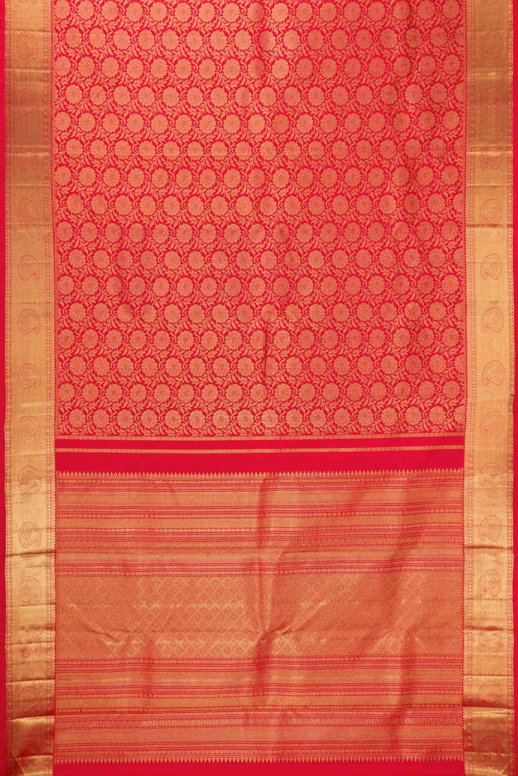 Pure Silk Pure Zari Red Dual Tone Kanchipuram Saree