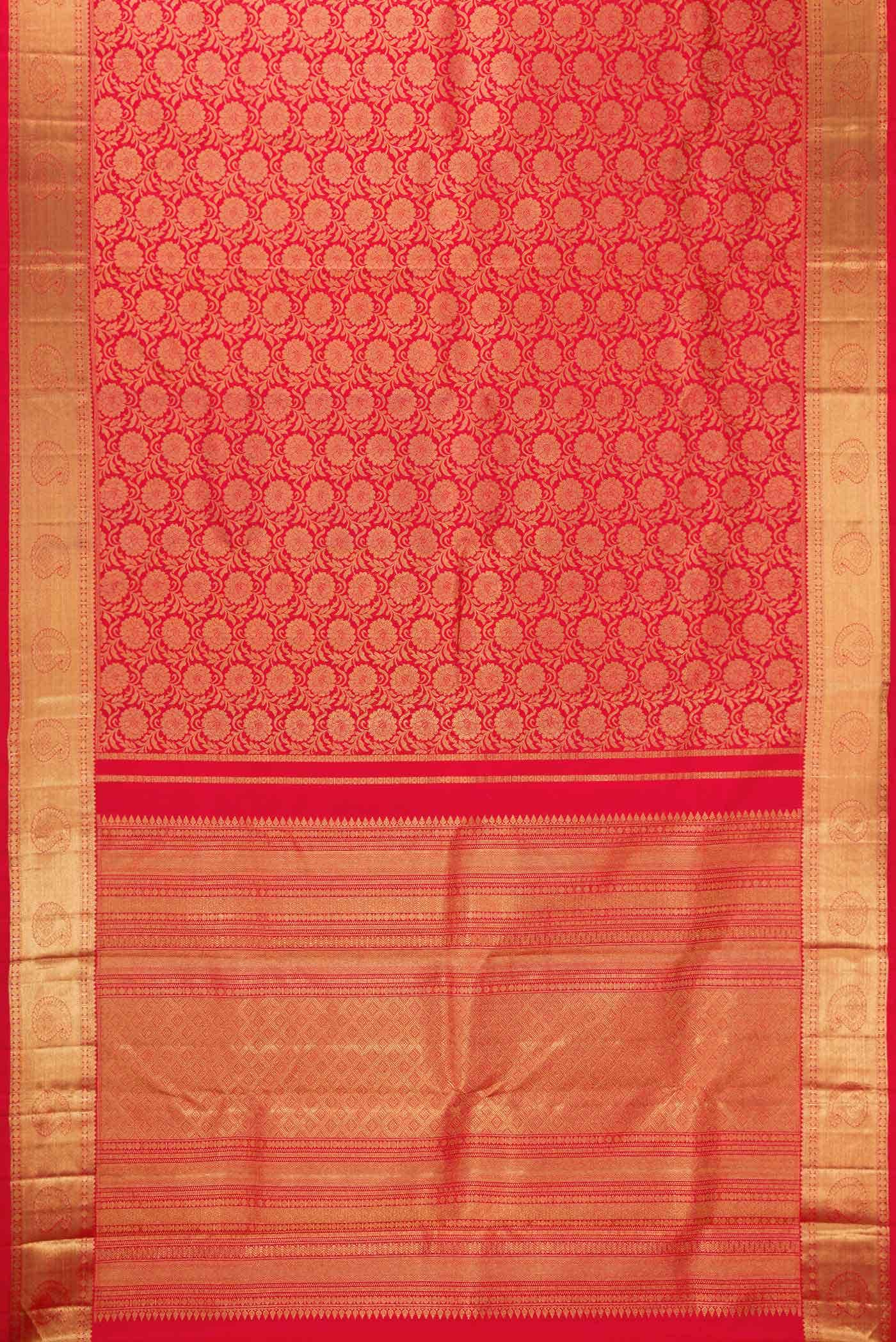 Pure Silk Pure Zari Red Dual Tone Kanchipuram Saree