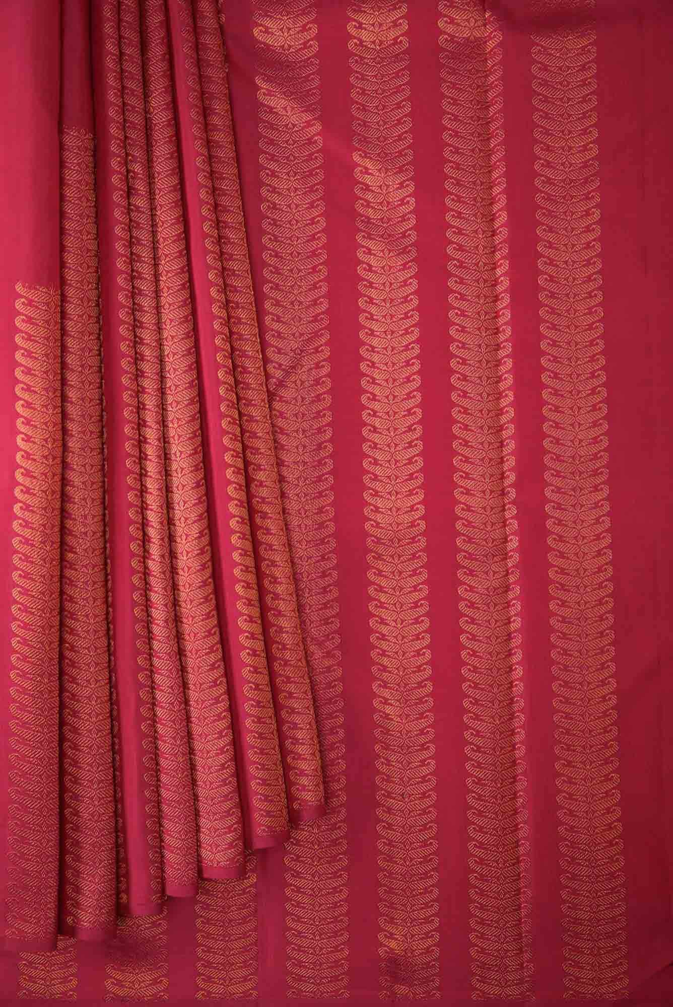 Pure Silk Pure Zari Dark Pink Dual Tone Kanchipuram Saree