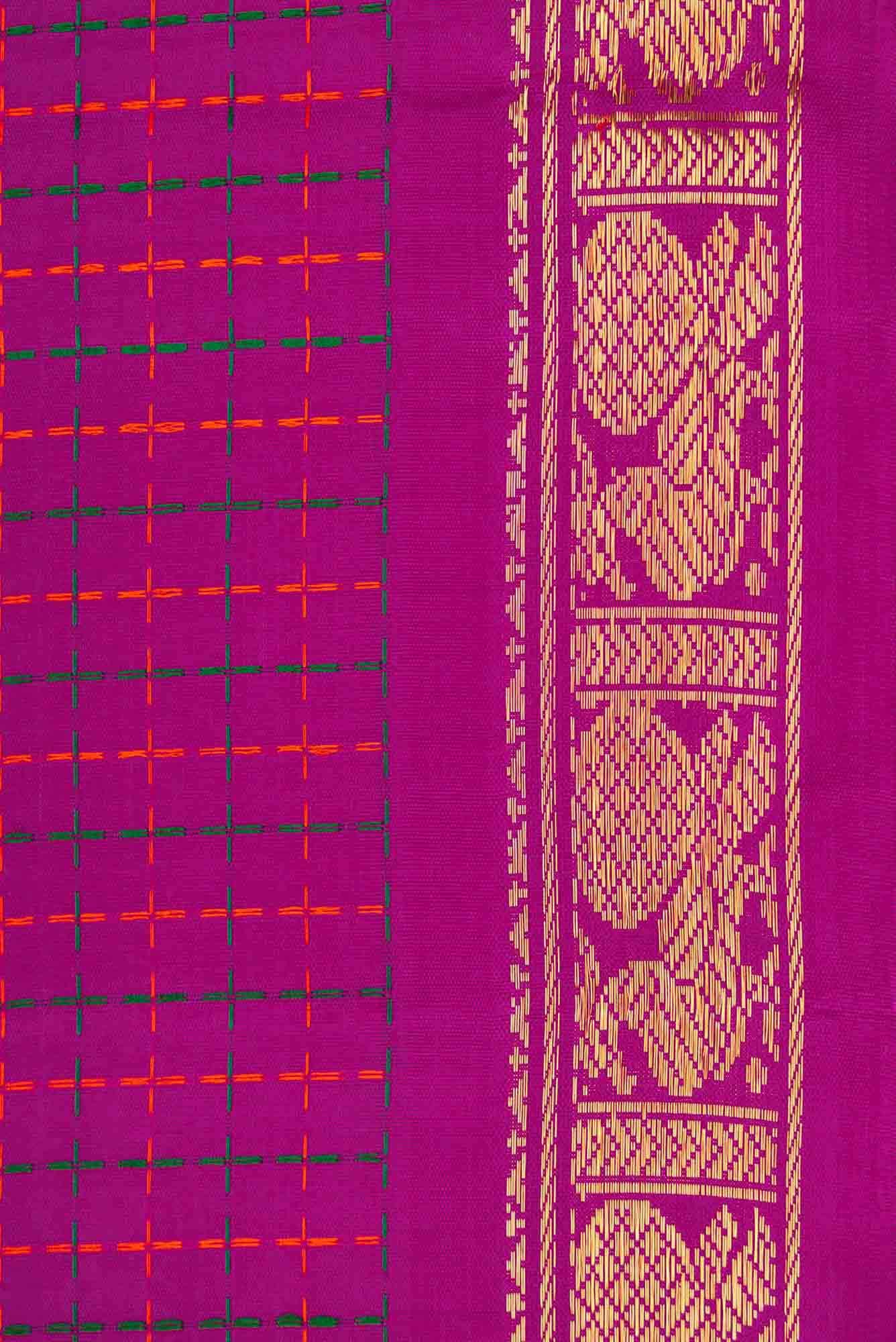 Pure Silk Pure Zari Magenta Dual Tone Kanjivaram Saree