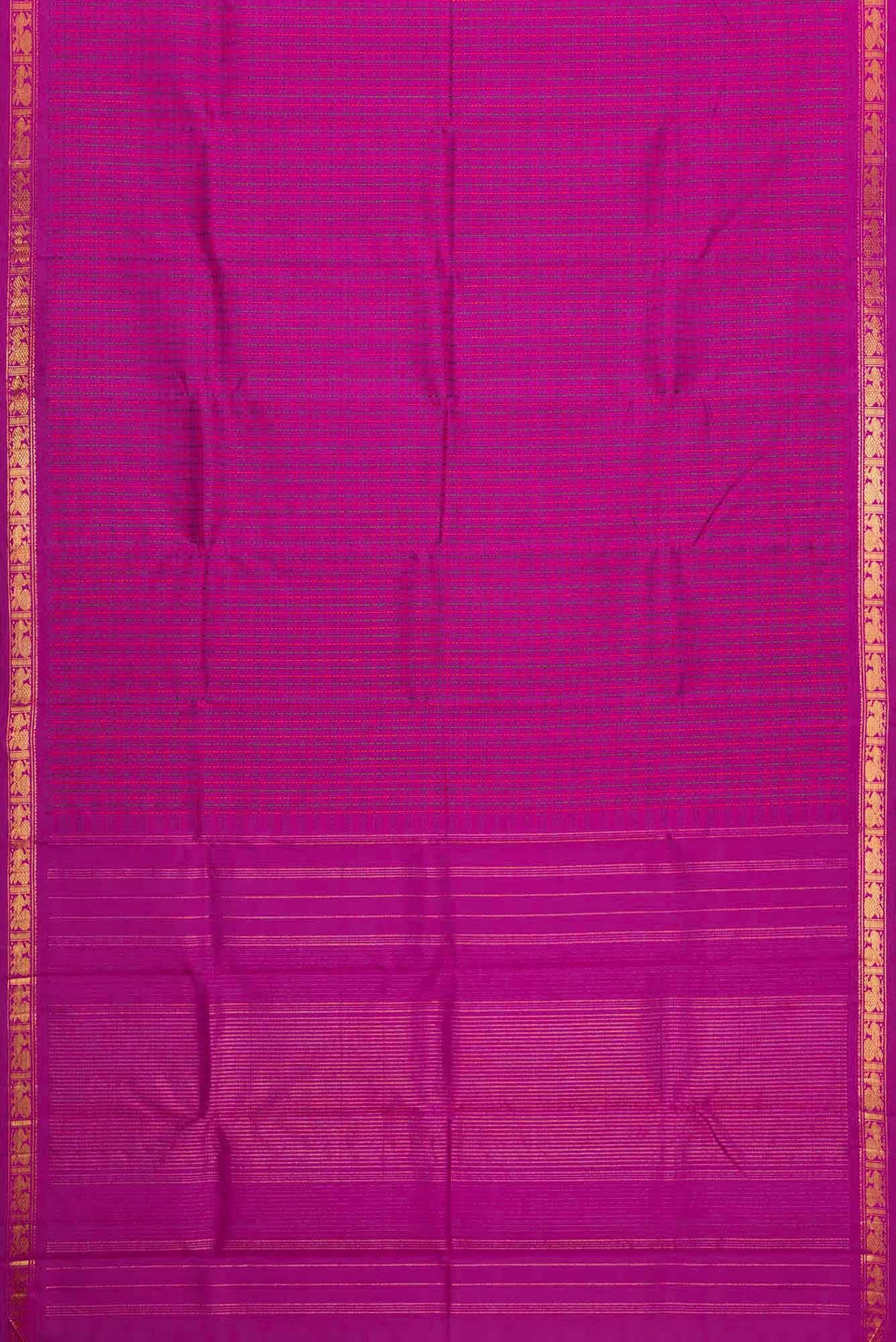 Pure Silk Pure Zari Magenta Dual Tone Kanchipuram Saree
