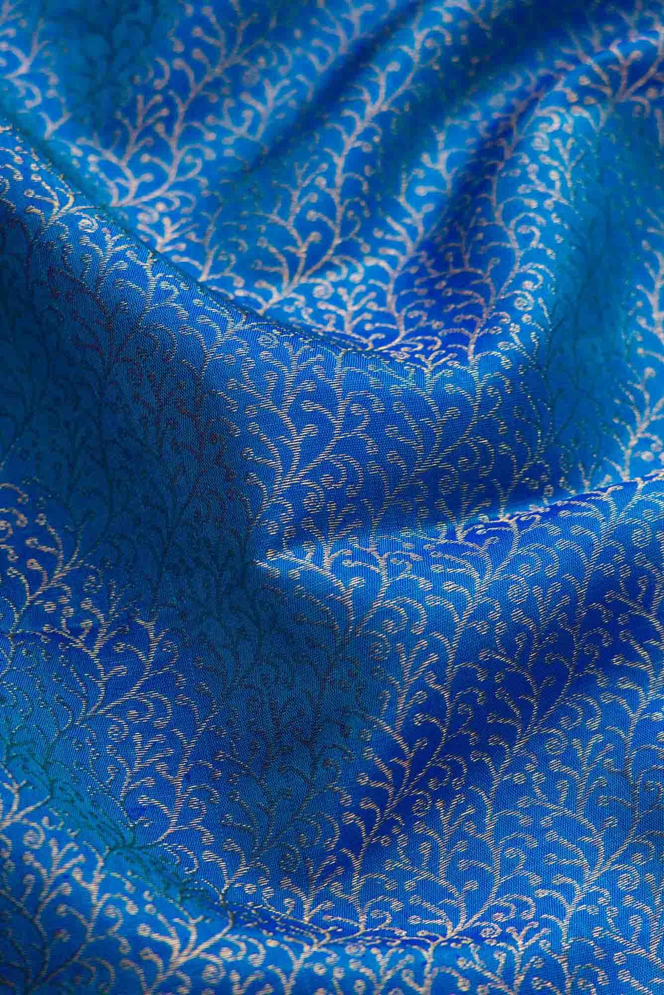 Pure Silk Pure Zari Dusk Blue Dual Tone Kanchipuram Saree