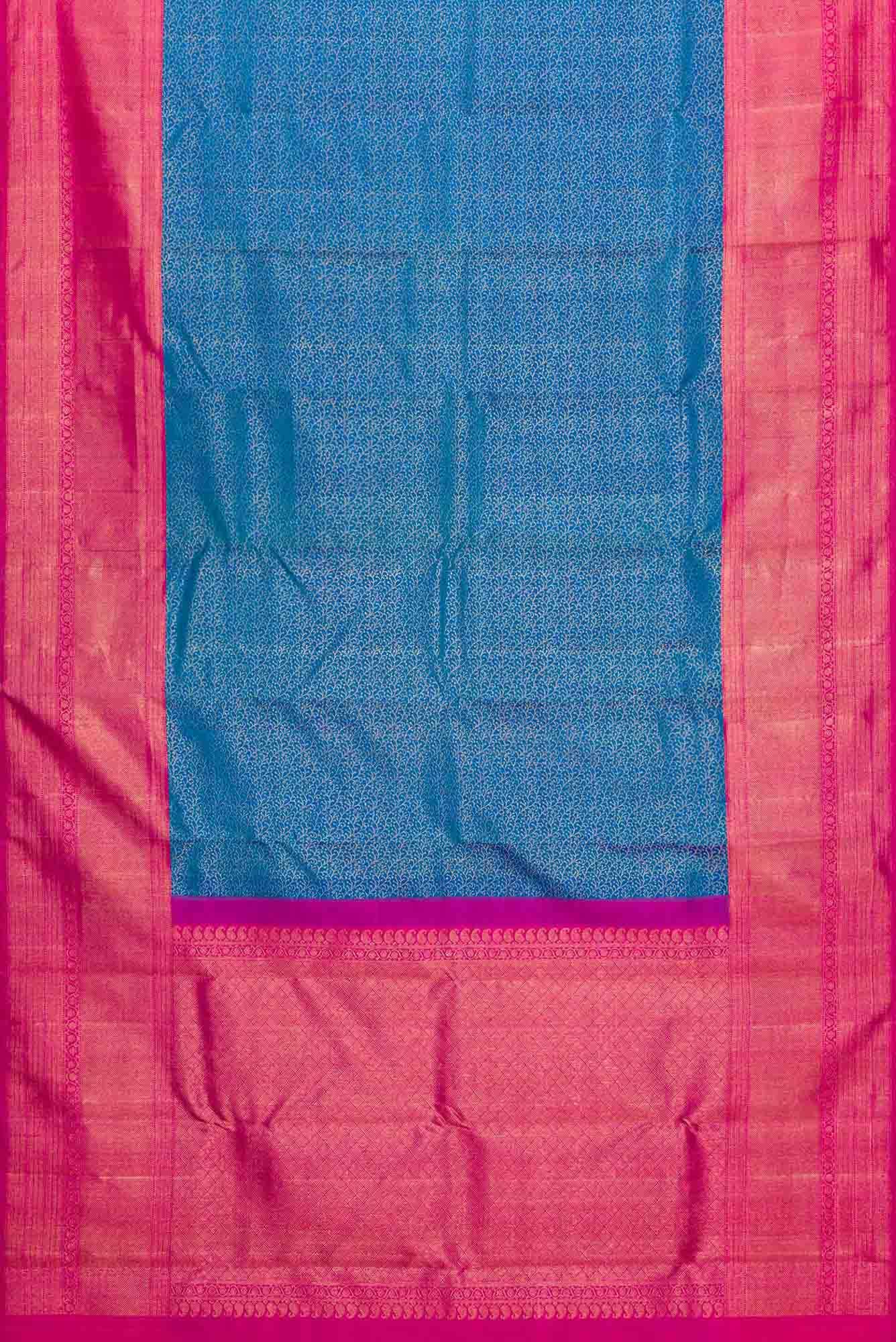 Pure Silk Pure Zari Dusk Blue Dual Tone Kanchipuram Saree