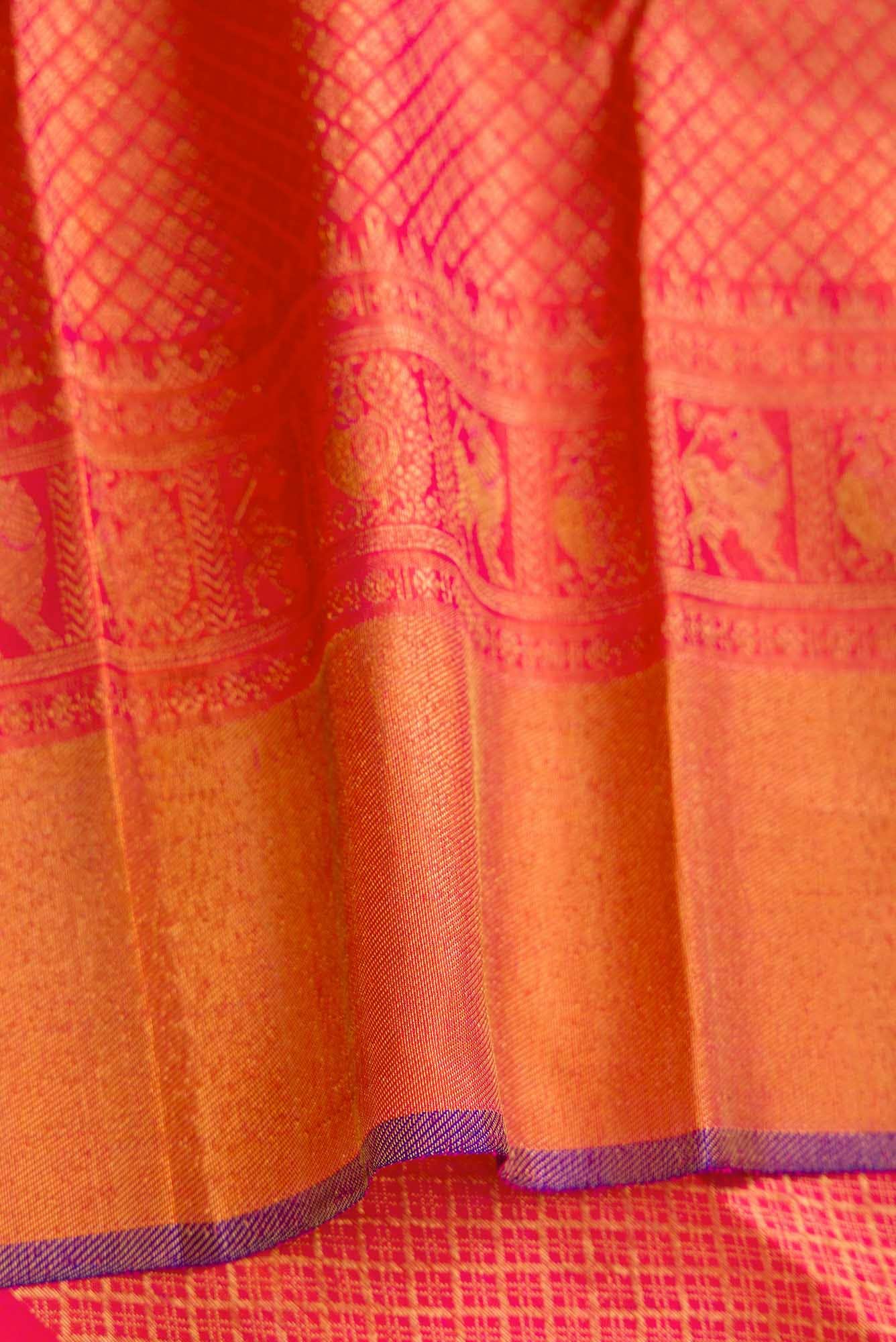 Pure Silk Pure Zari Pista Green Dual Tone Kanchipuram Saree