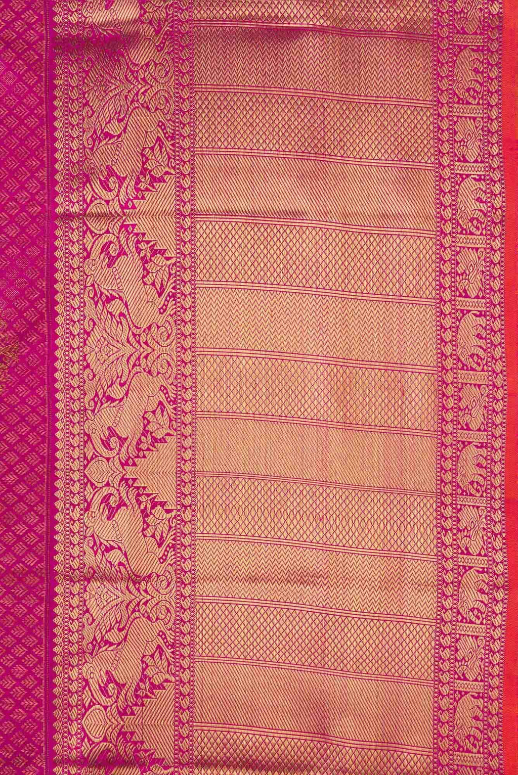 Pure Silk Pure Zari Pink Dual Tone Kanchipuram Saree