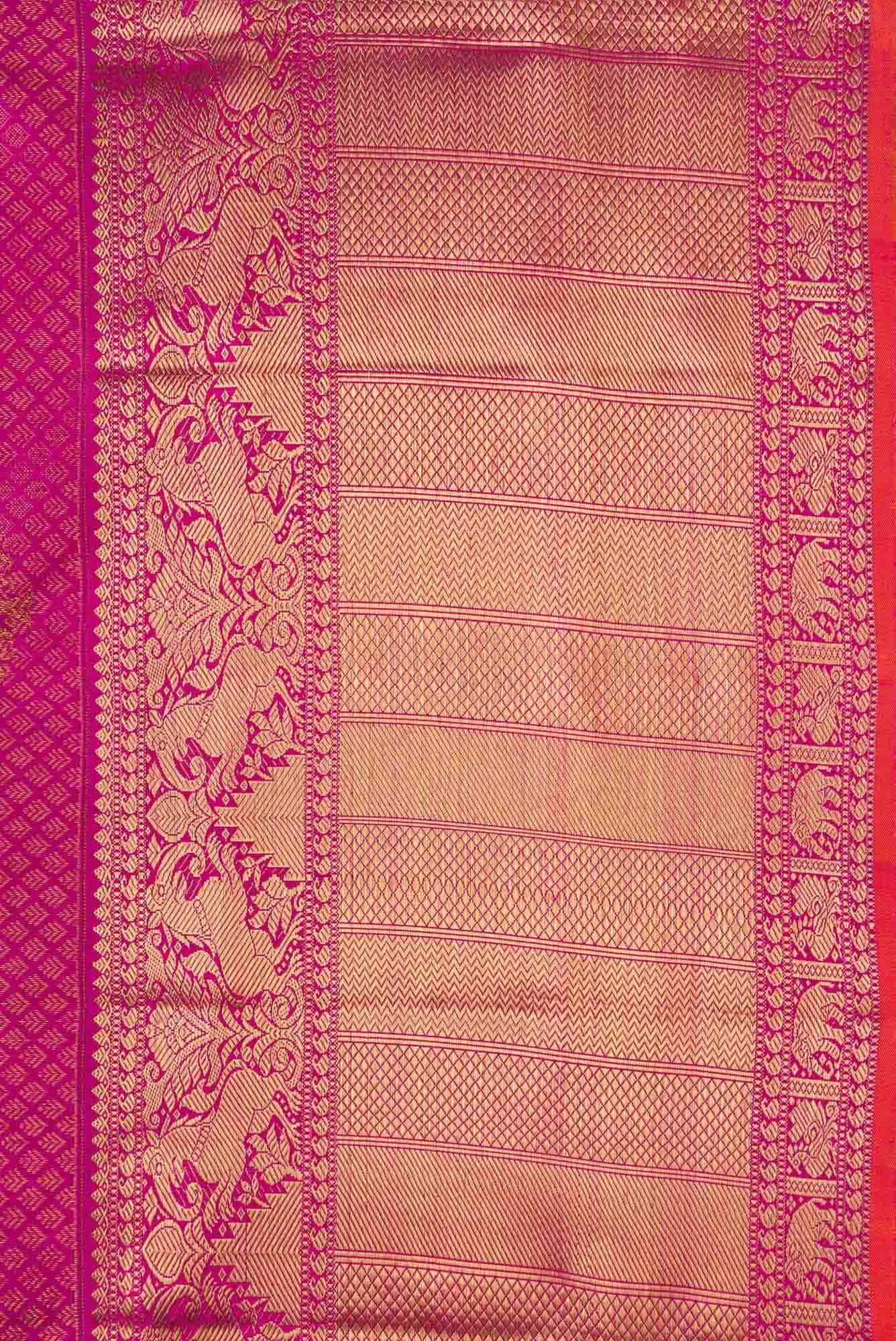 Pure Silk Pure Zari Pink Dual Tone Kanchipuram Saree
