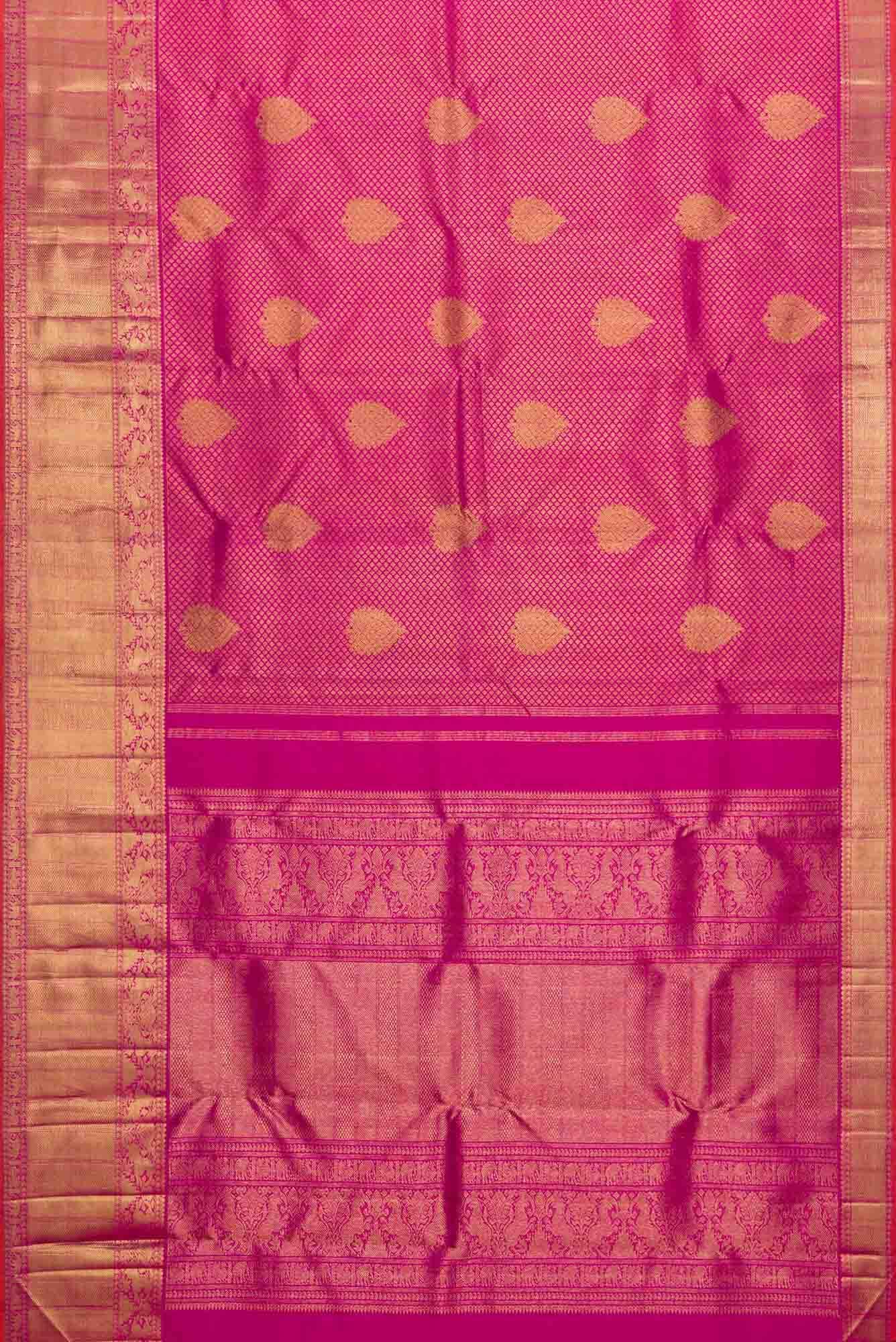 Pure Silk Pure Zari Pink Dual Tone Kanchipuram Saree