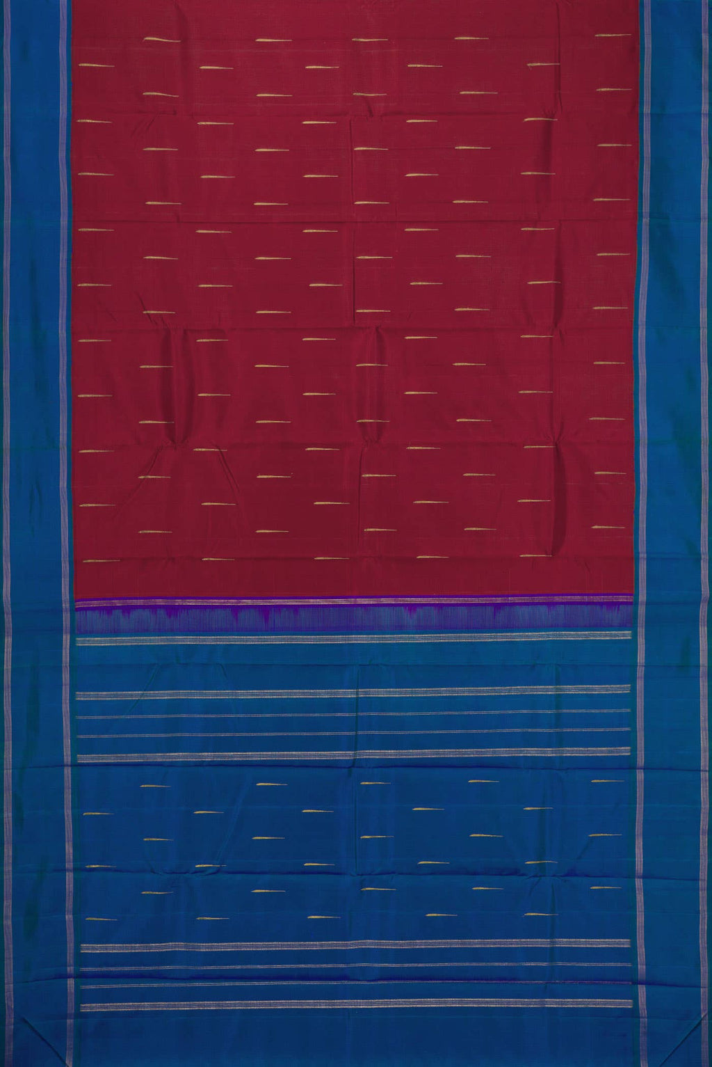 Pure Silk Pure Zari Maroon Dual Tone Kanchipuram Saree