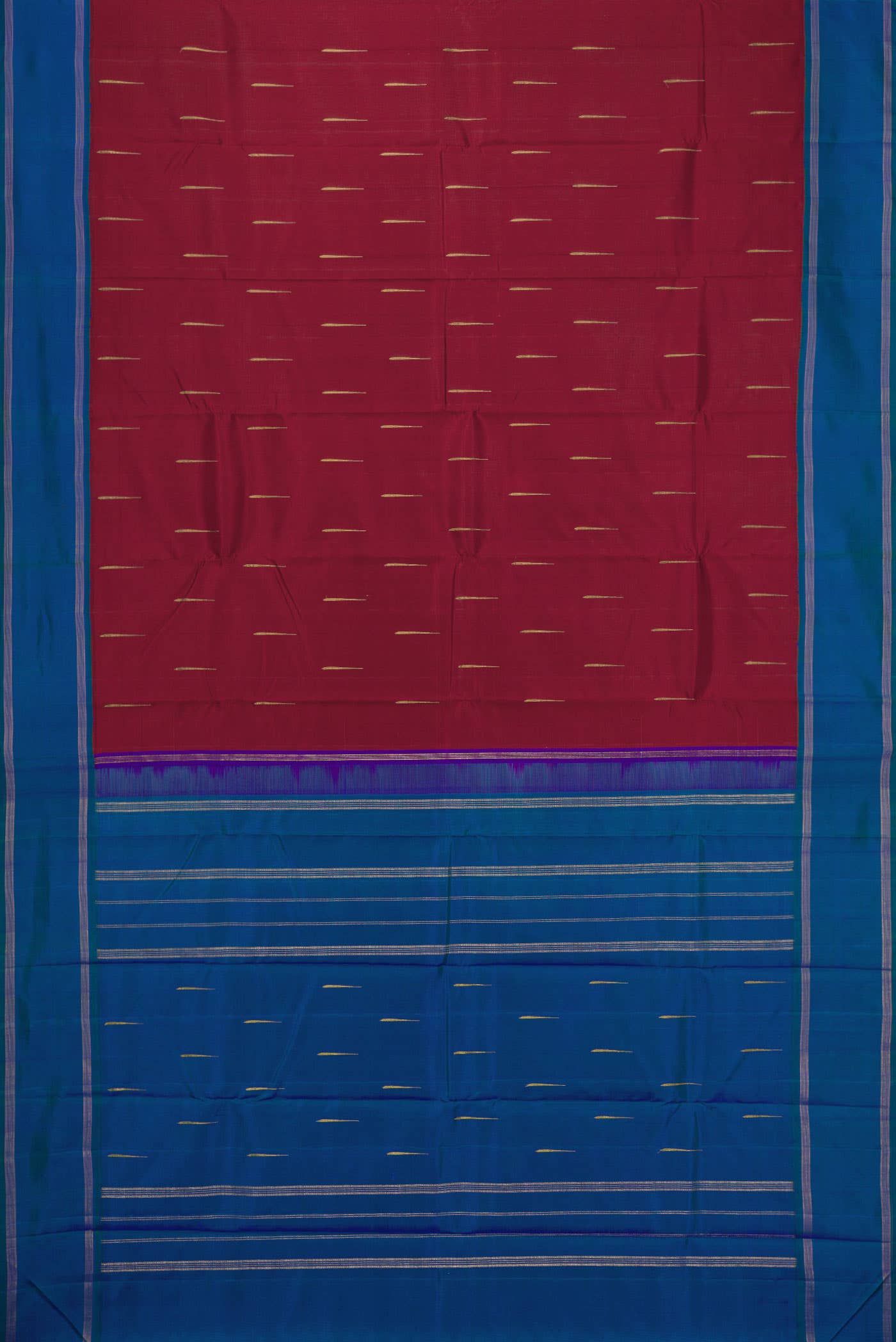 Pure Silk Pure Zari Maroon Dual Tone Kanchipuram Saree