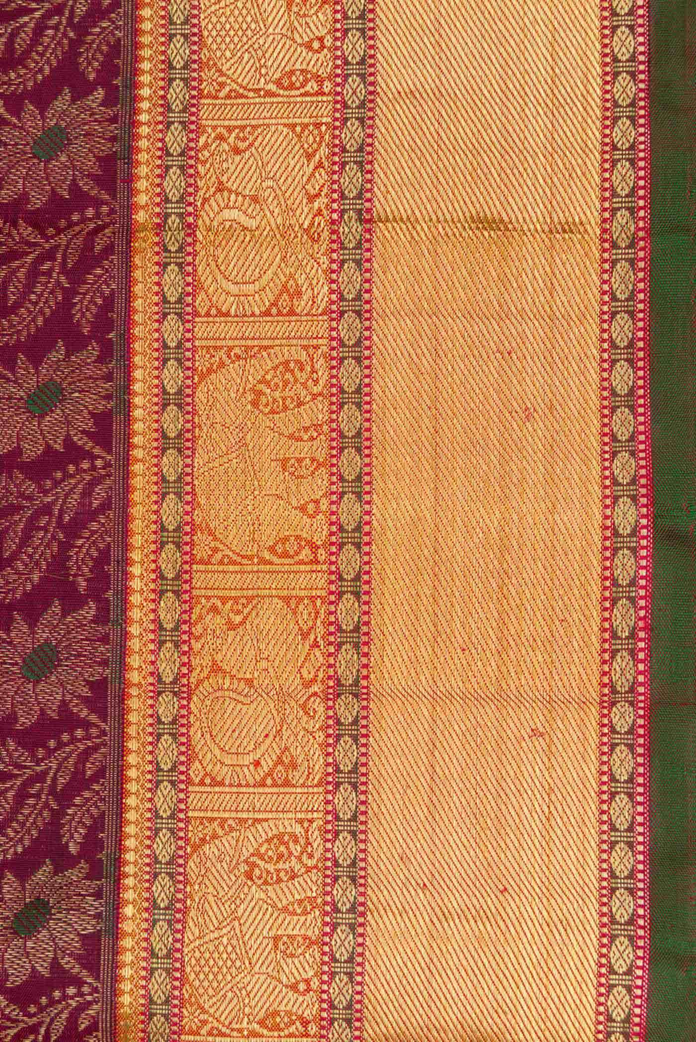 Pure Silk Pure Zari Maroon Dual Tone Kanchipuram Saree