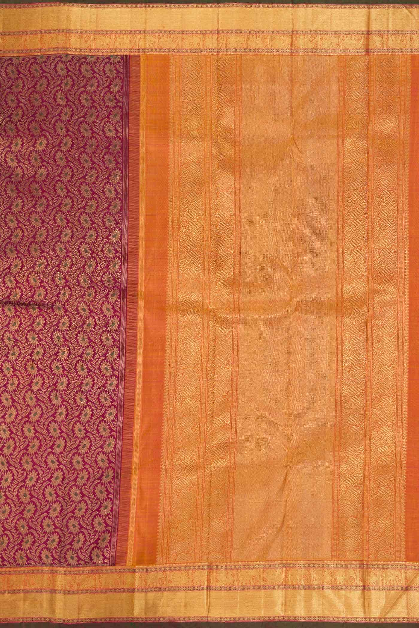 Pure Silk Pure Zari Maroon Dual Tone Kanchipuram Saree