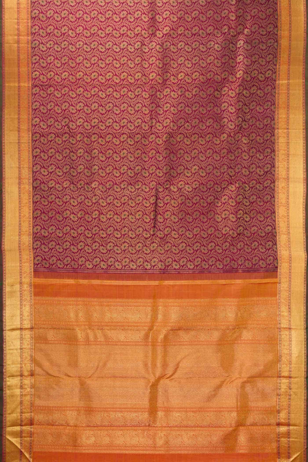 Pure Silk Pure Zari Maroon Dual Tone Kanchipuram Saree