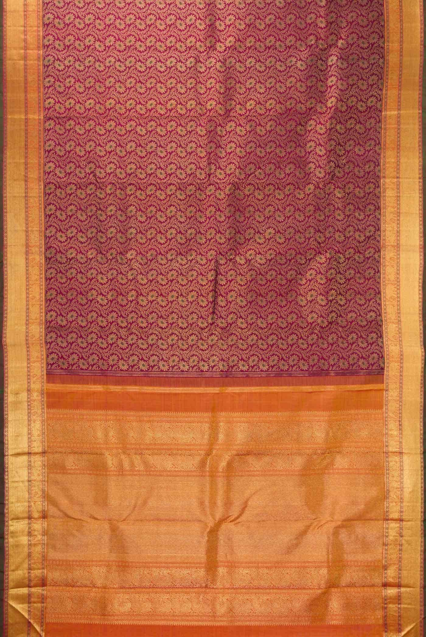 Pure Silk Pure Zari Maroon Dual Tone Kanchipuram Saree