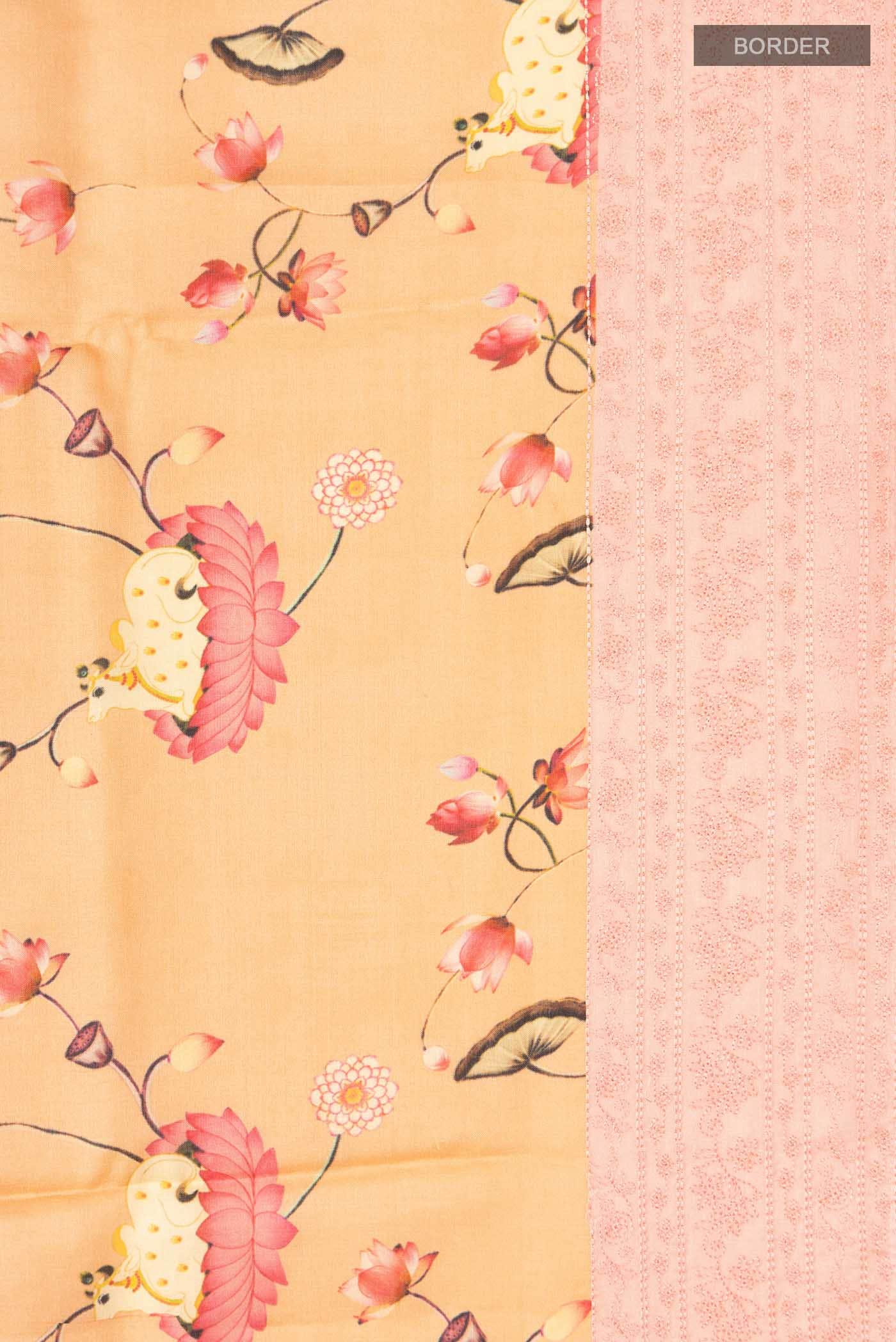 Peach Tussar Silk Saree