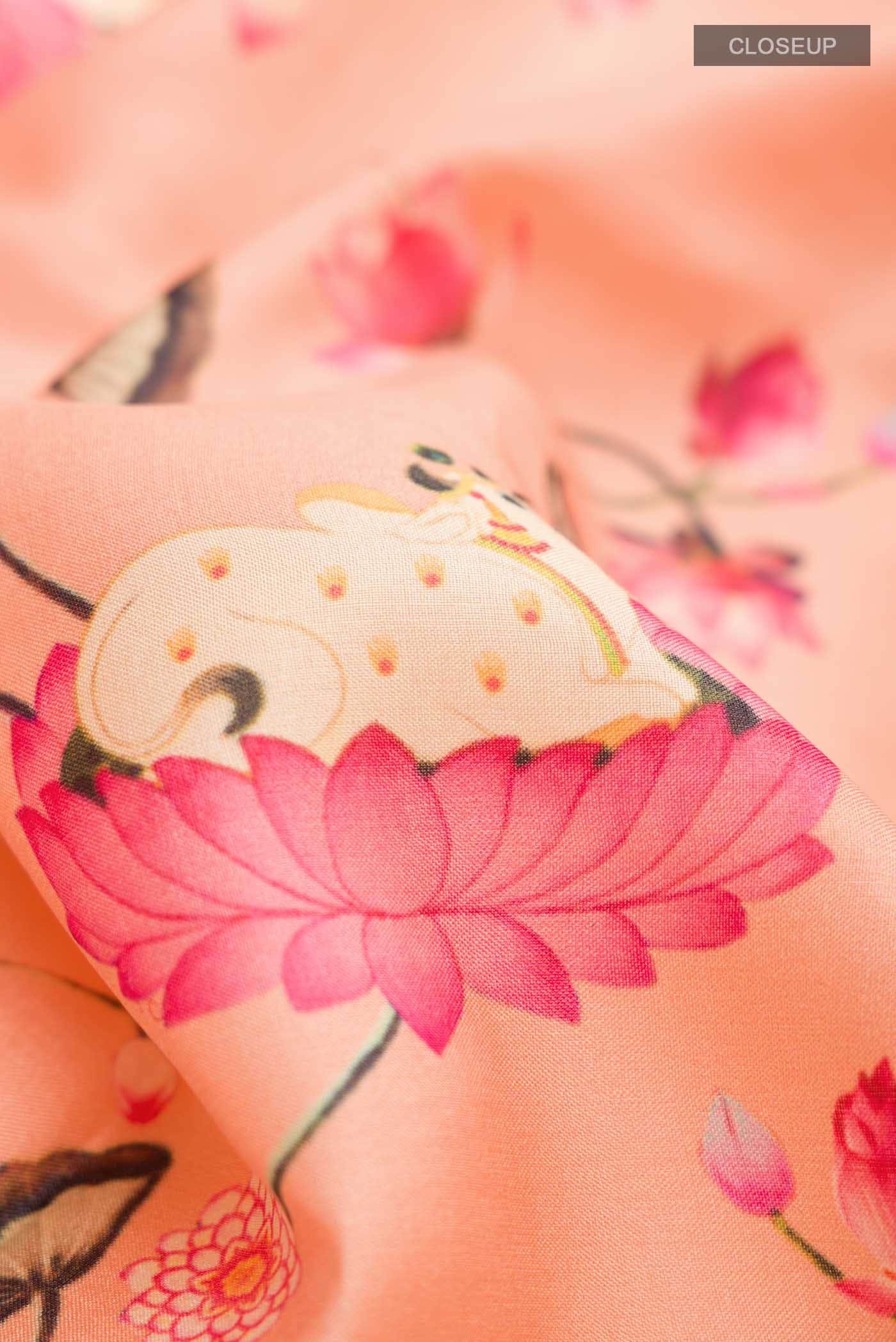 Peach Tussar Silk Saree