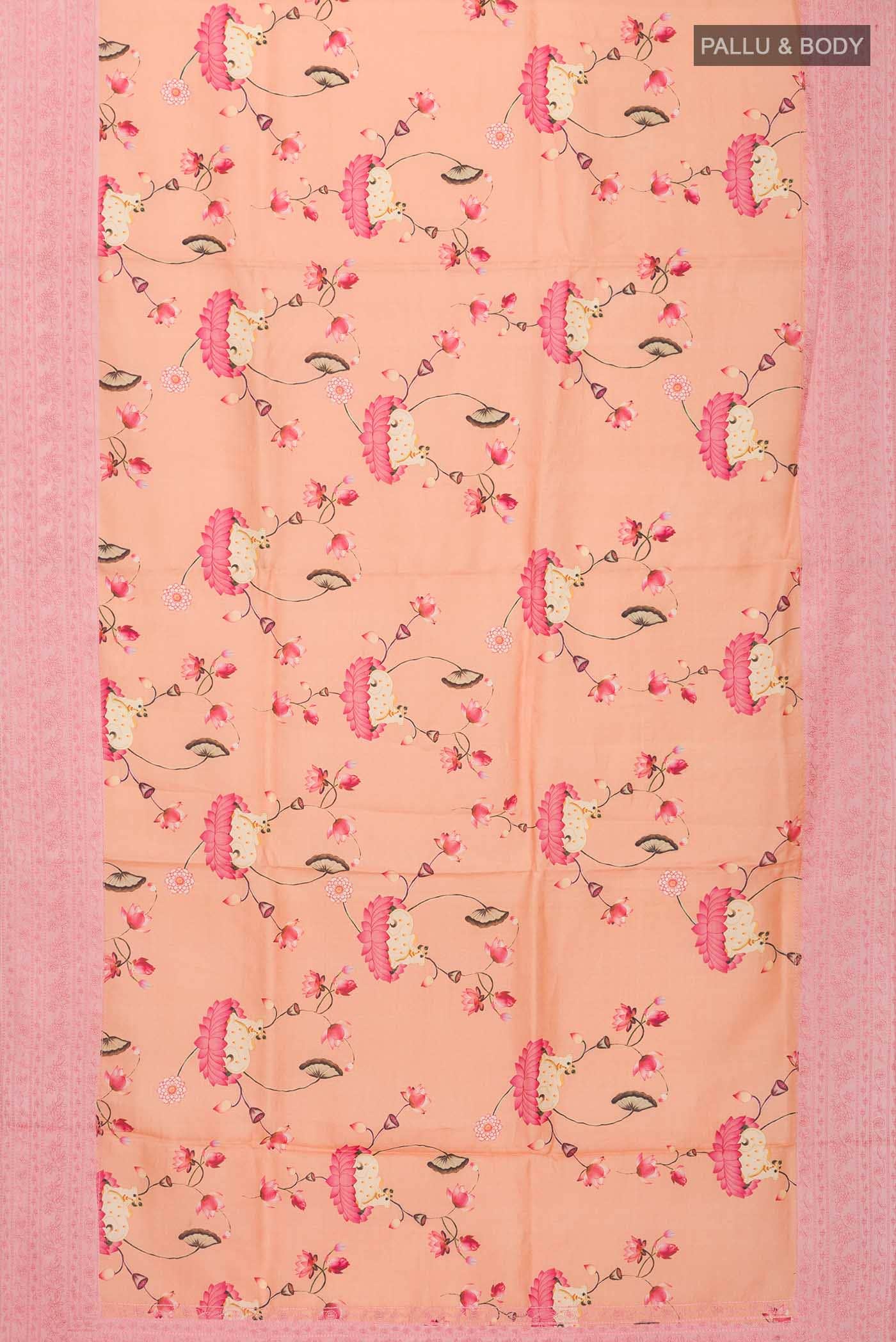 Peach Tussar Silk Saree