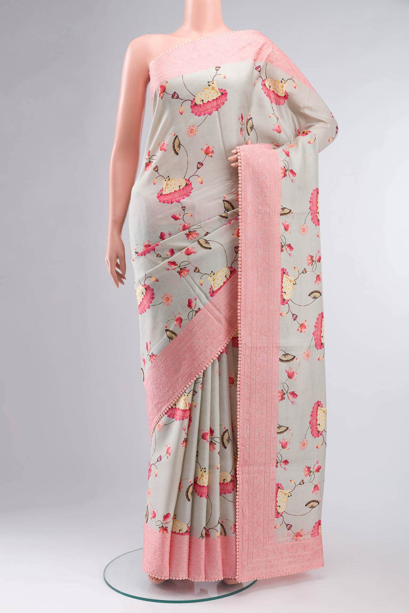 Sage Green Bhagalpuri Tussar Silk Saree
