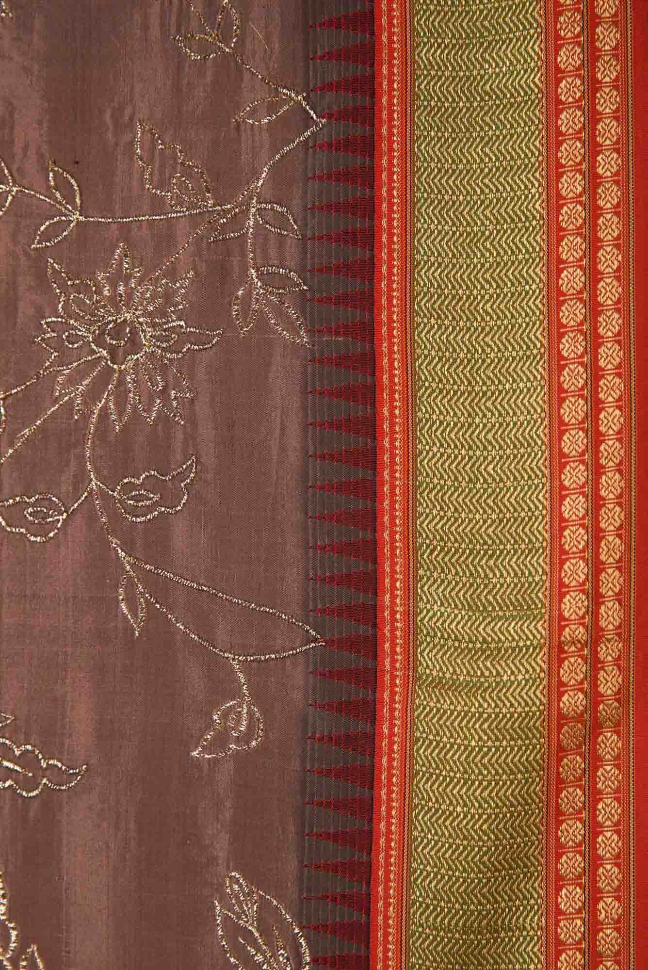 Brown Dual Tone Banarasi Silk Saree