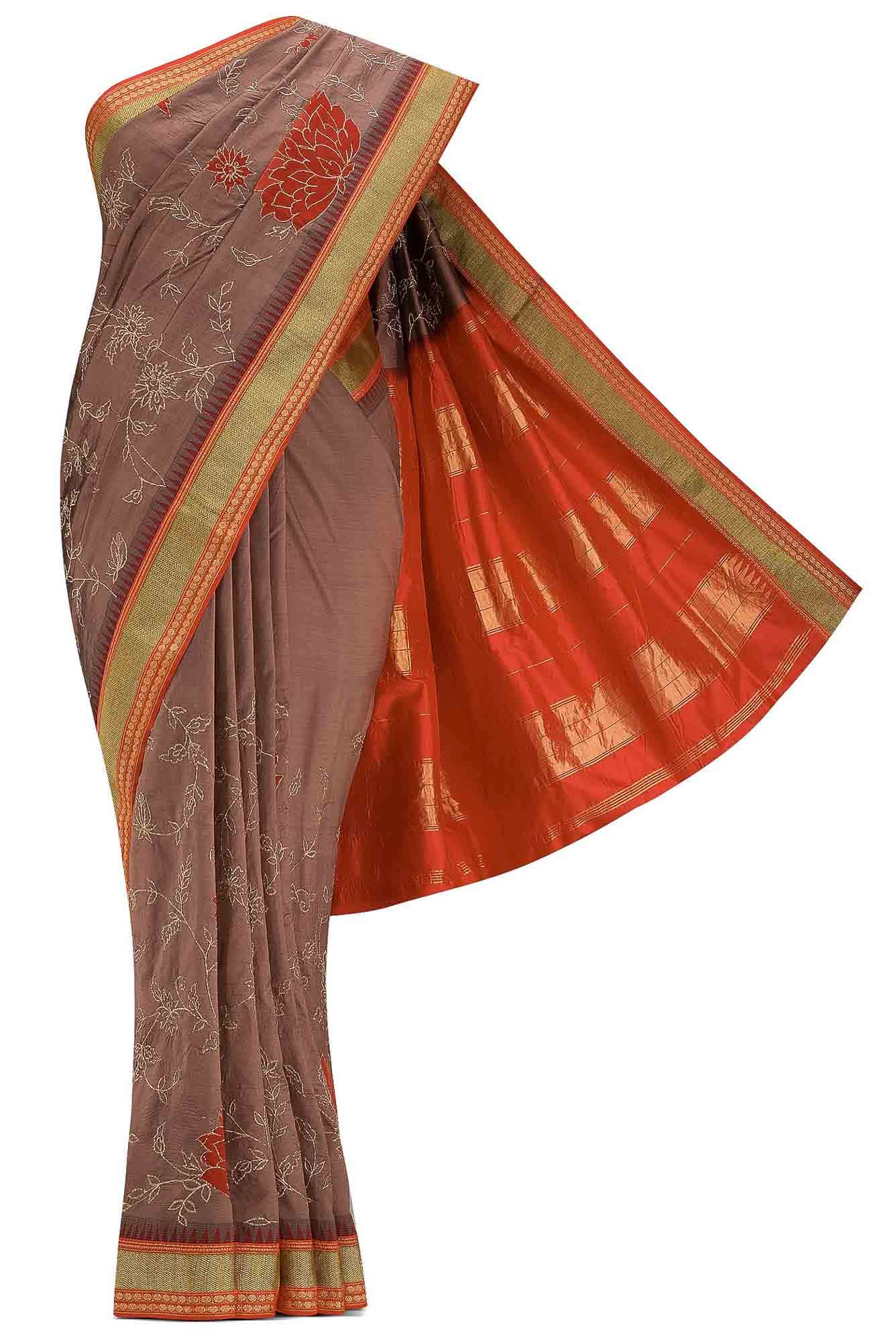 Brown Dual Tone Banarasi Silk Saree