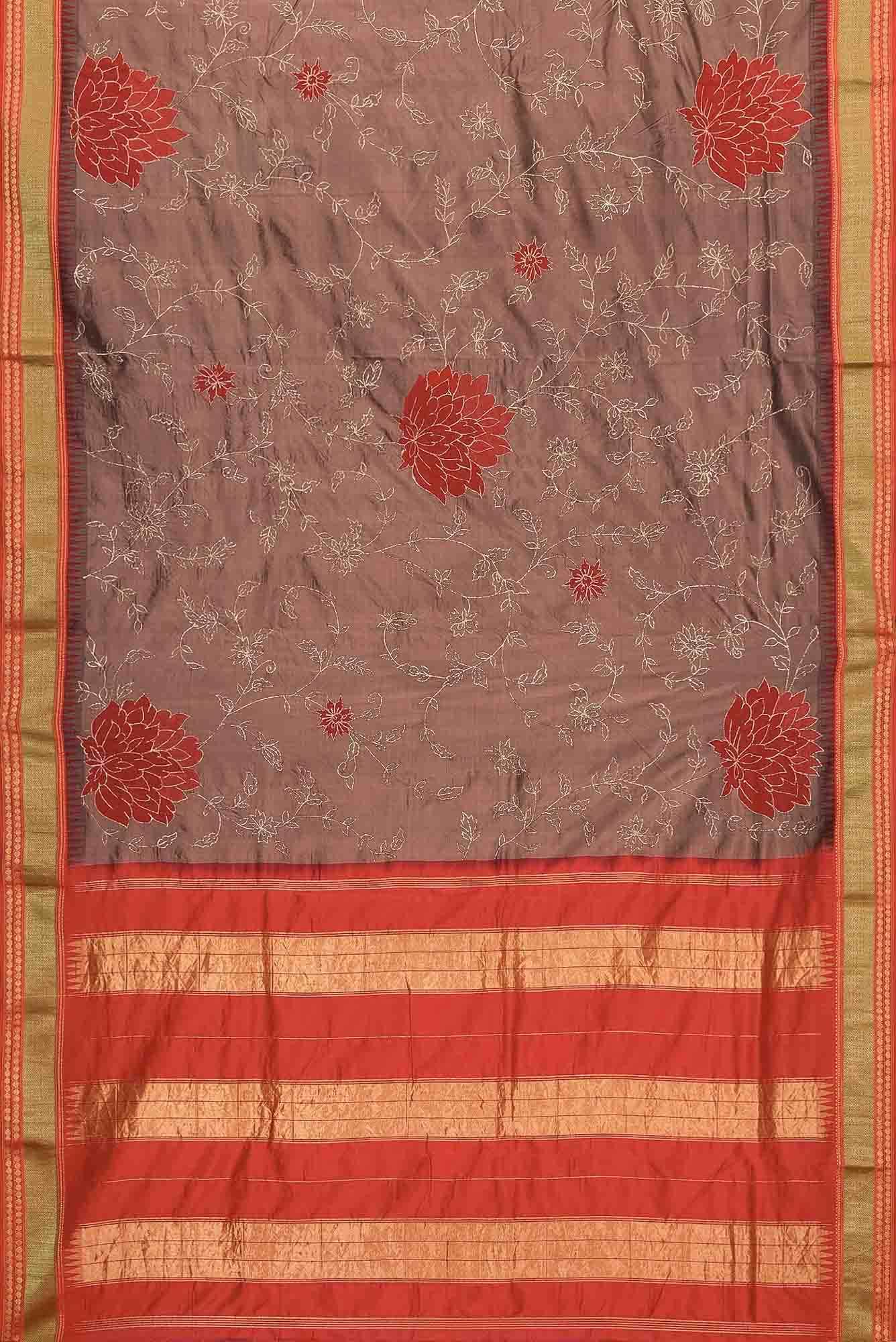 Brown Dual Tone Banarasi Silk Saree