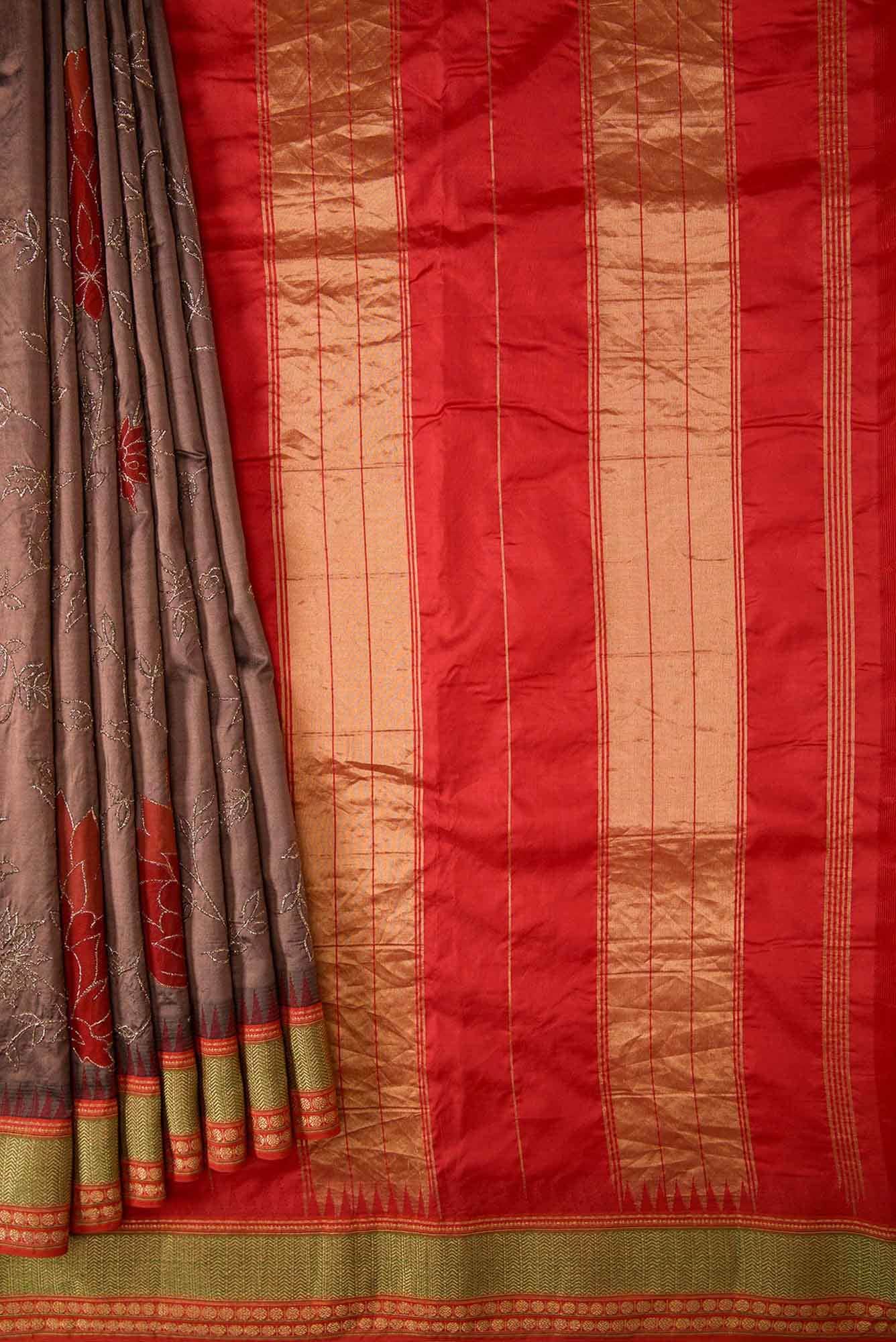 Brown Dual Tone Banarasi Silk Saree