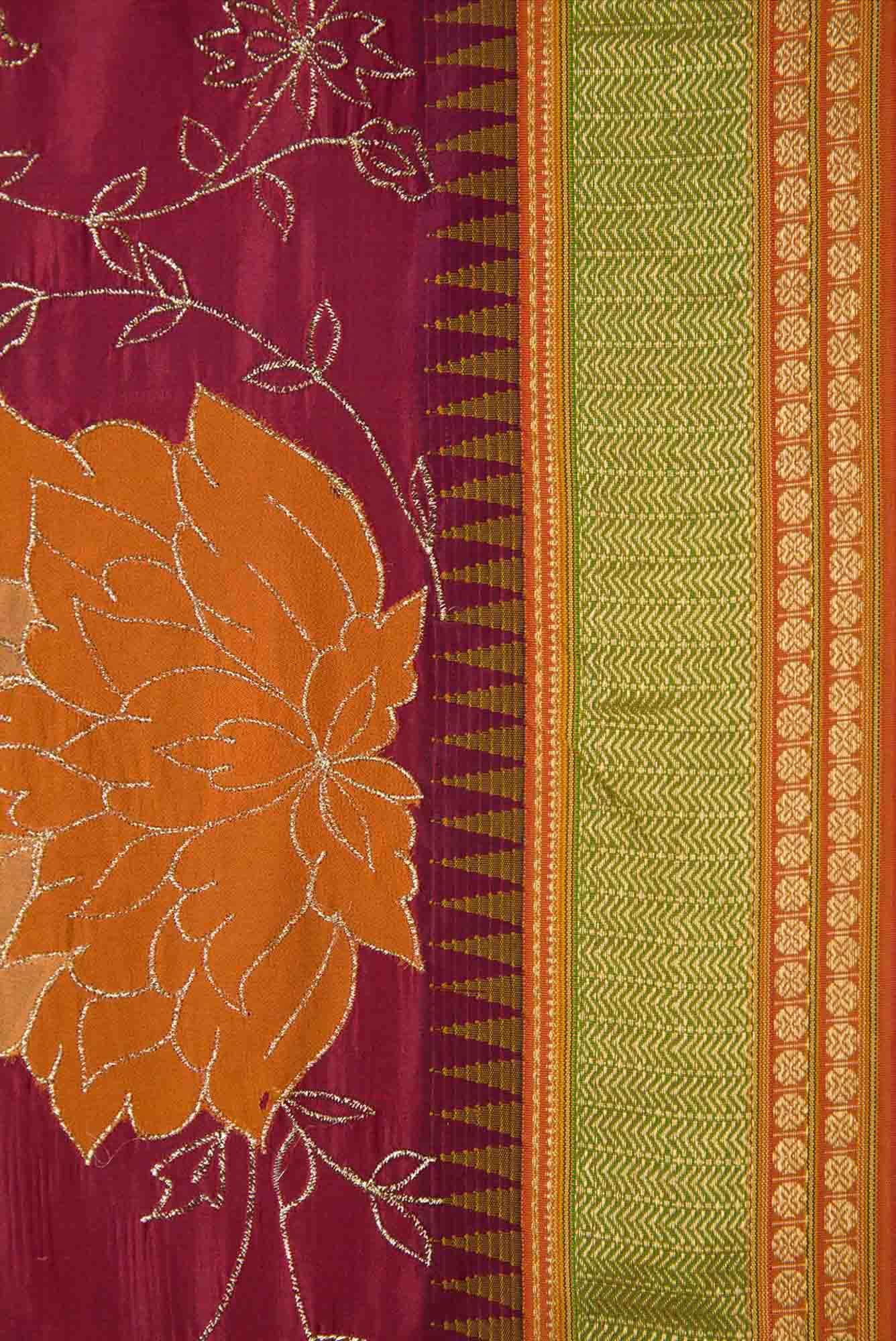 Maroon Dual Tone Banarasi Silk Saree