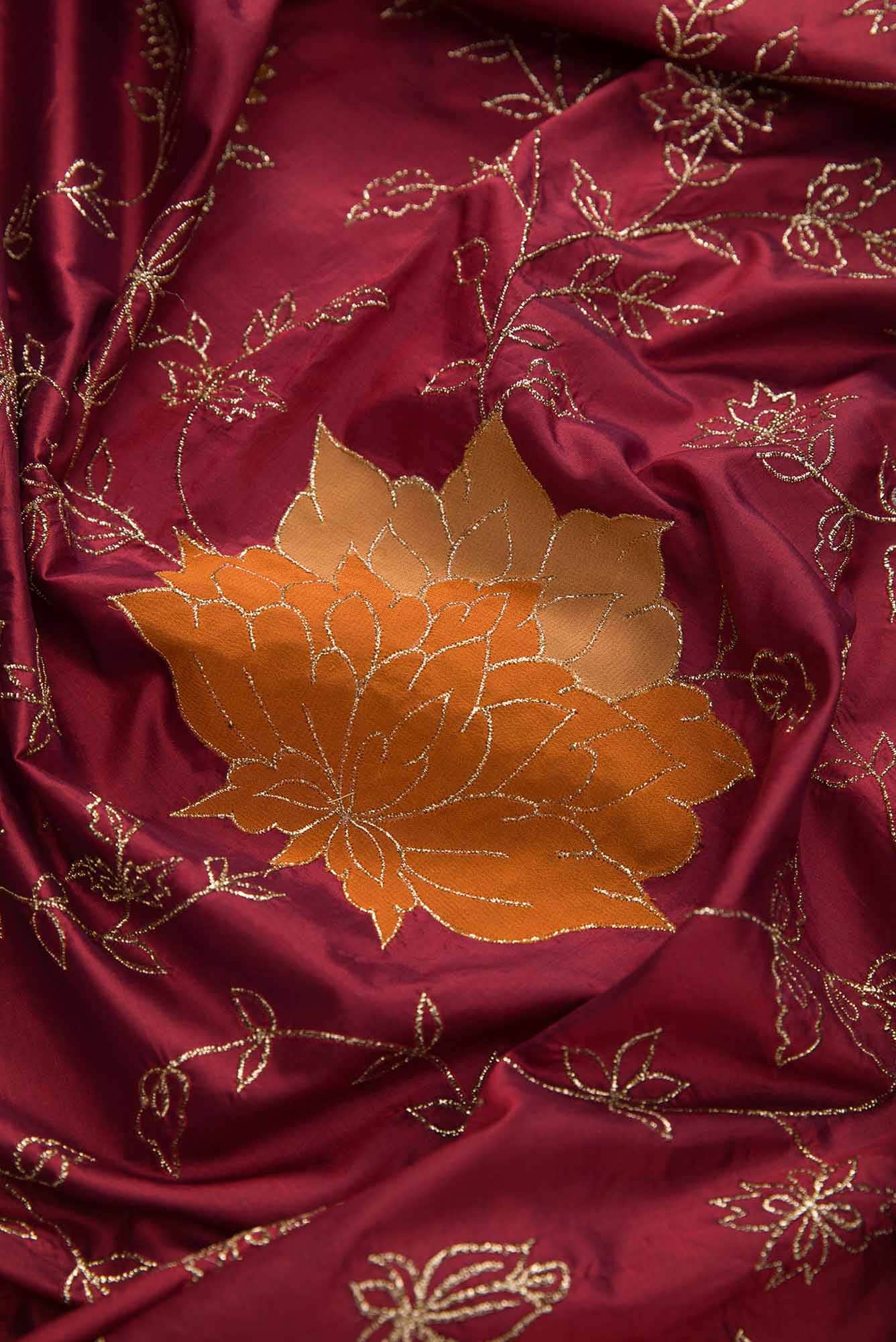 Maroon Dual Tone Banarasi Silk Saree
