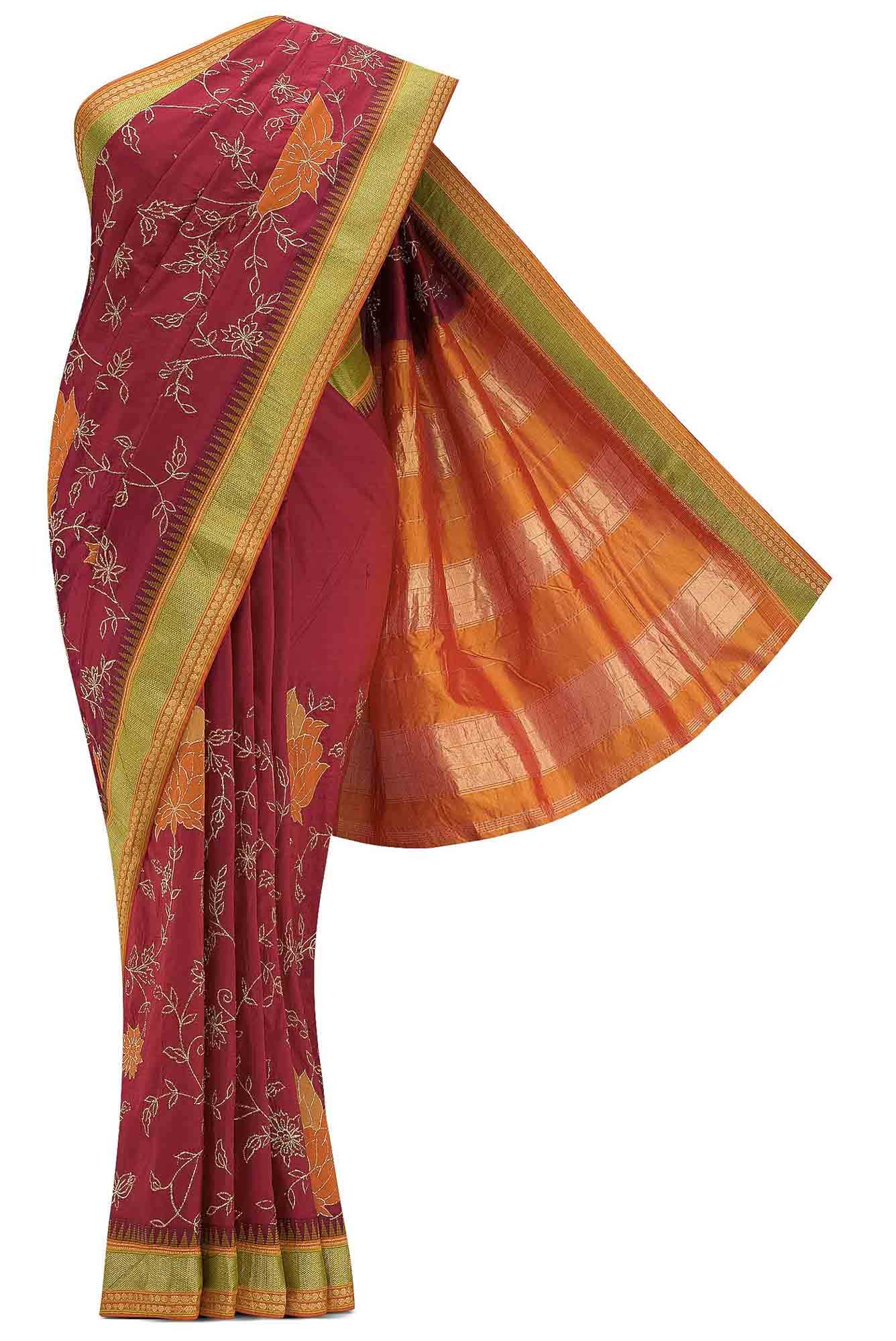 Maroon Dual Tone Banarasi Silk Saree