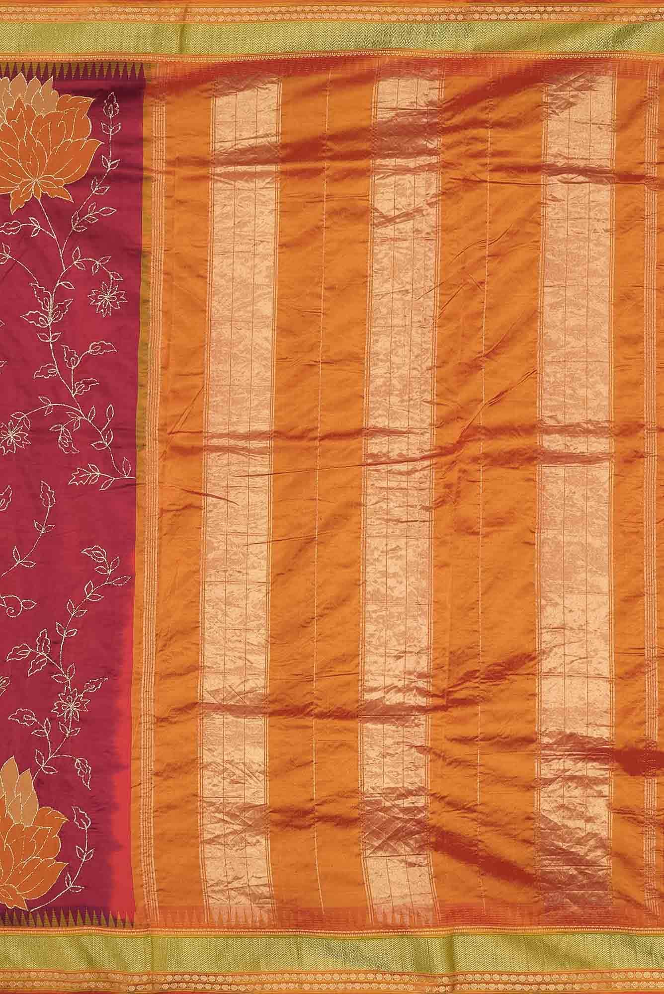 Maroon Dual Tone Banarasi Silk Saree