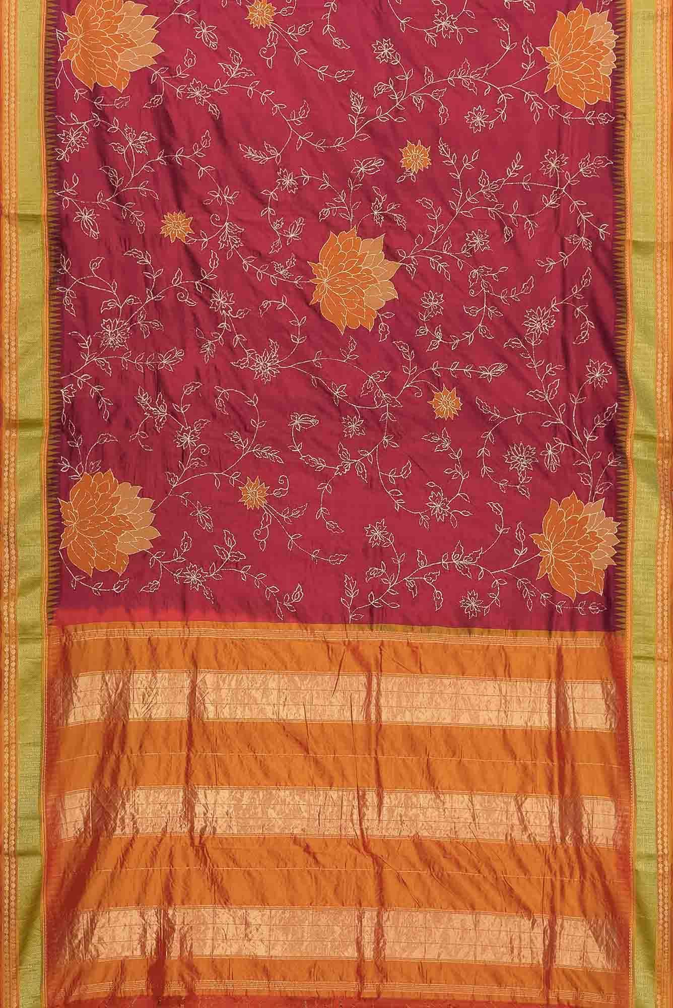 Maroon Dual Tone Banarasi Silk Saree