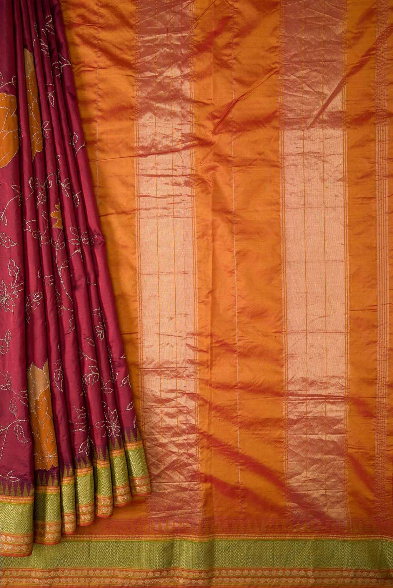 Maroon Dual Tone Banarasi Silk Saree