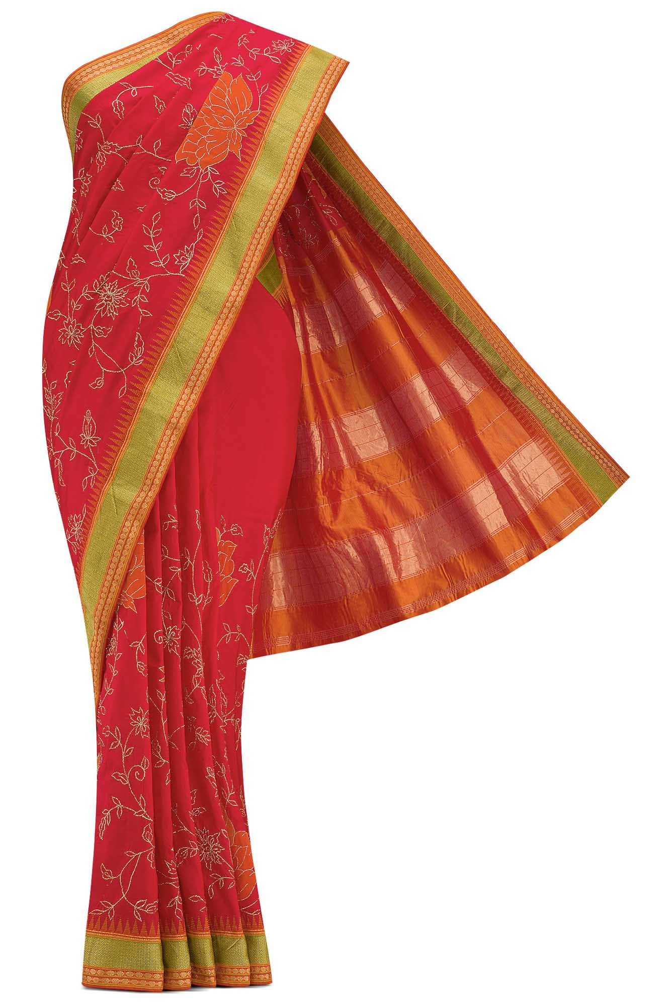 Red Dual Tone Banarasi Silk Saree