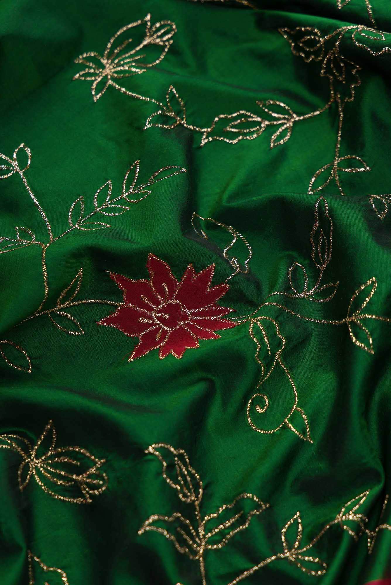 Bottle Green Dual Tone Banarasi Silk Saree