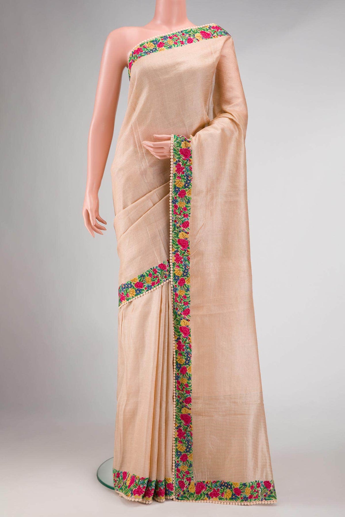 Golden Peach Tussar Silk Saree