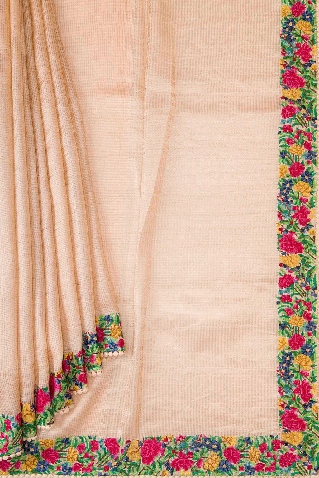 Golden Peach Tussar Silk Saree
