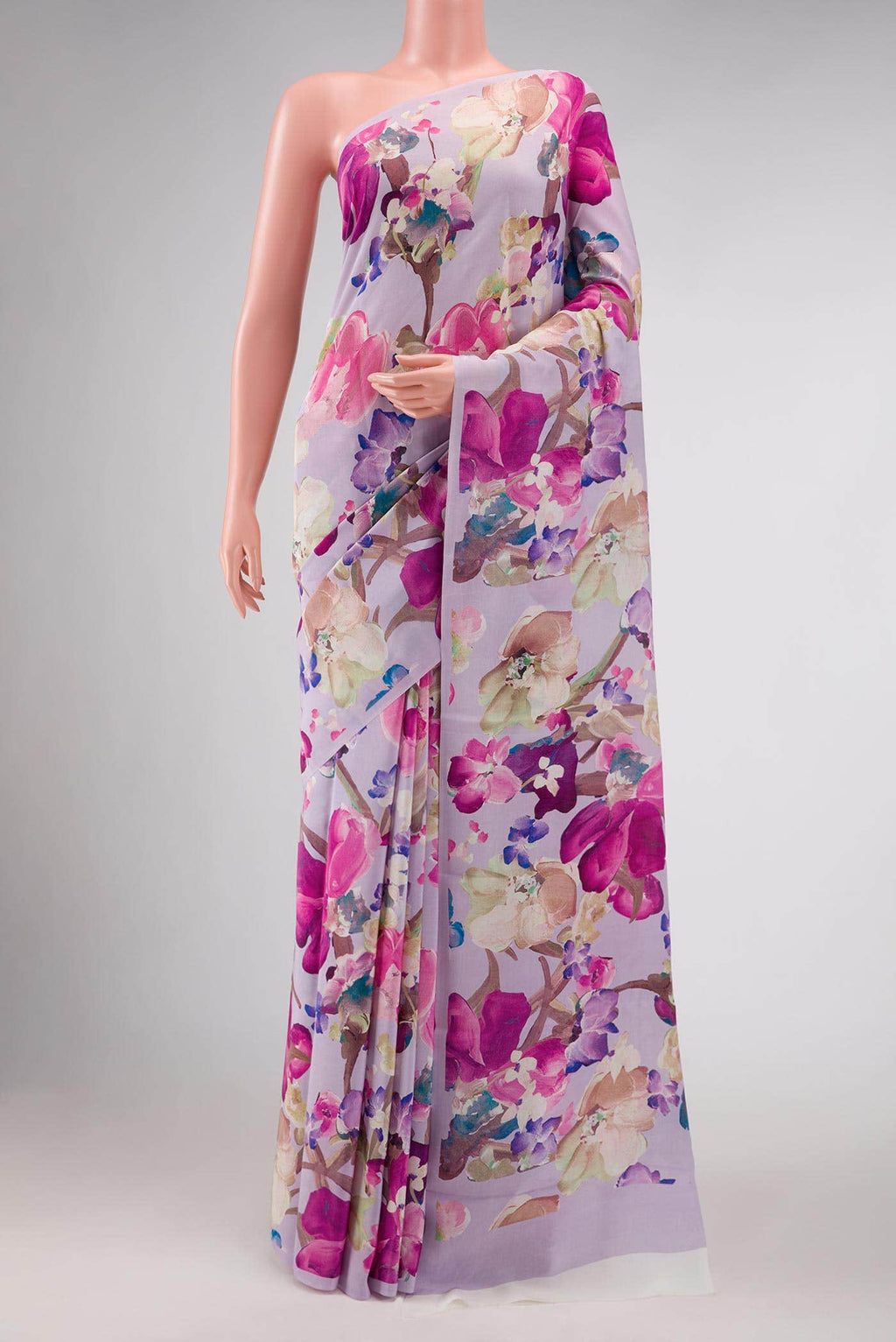 Lilac Mysore Crepe Saree