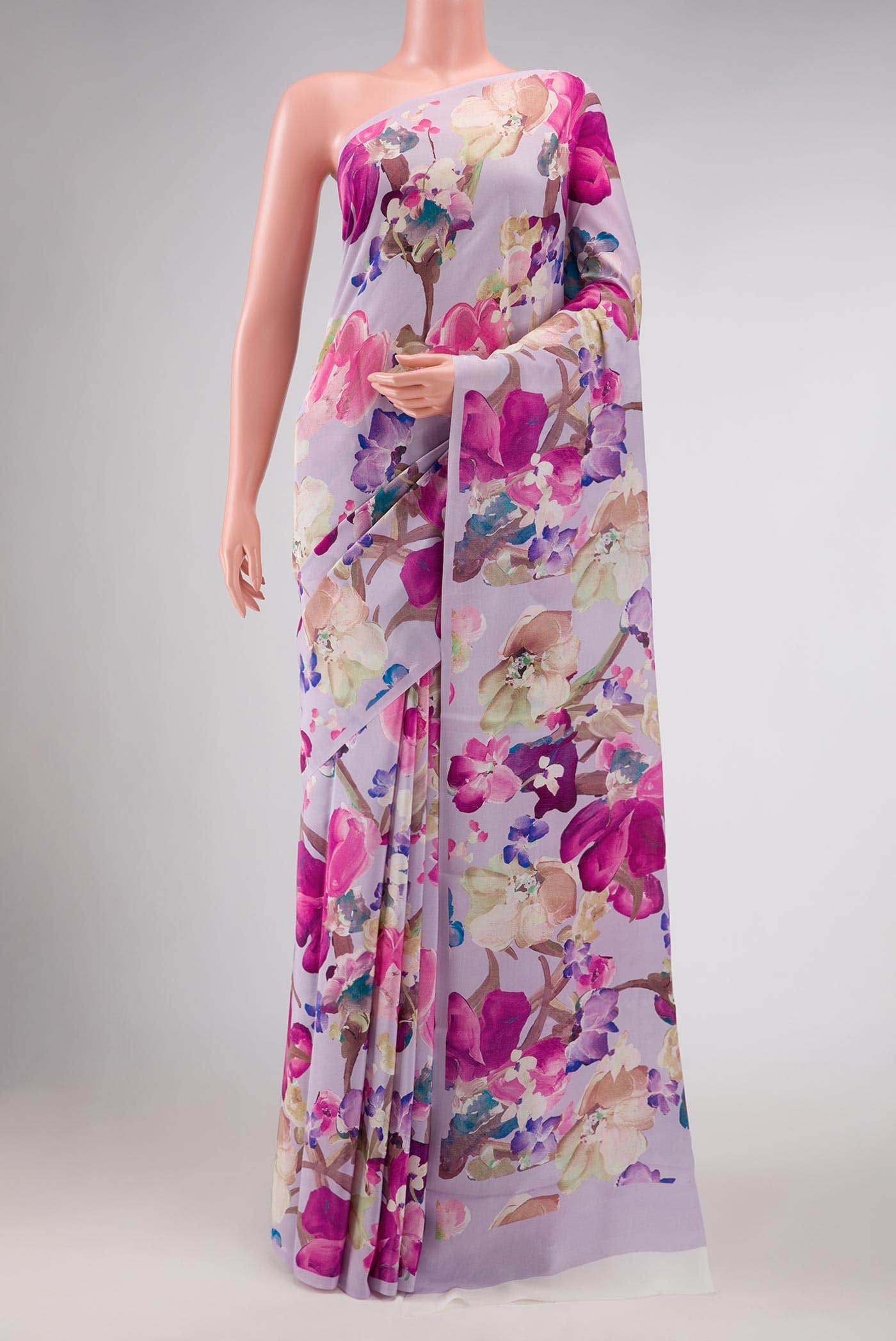 Lilac Mysore Crepe Saree