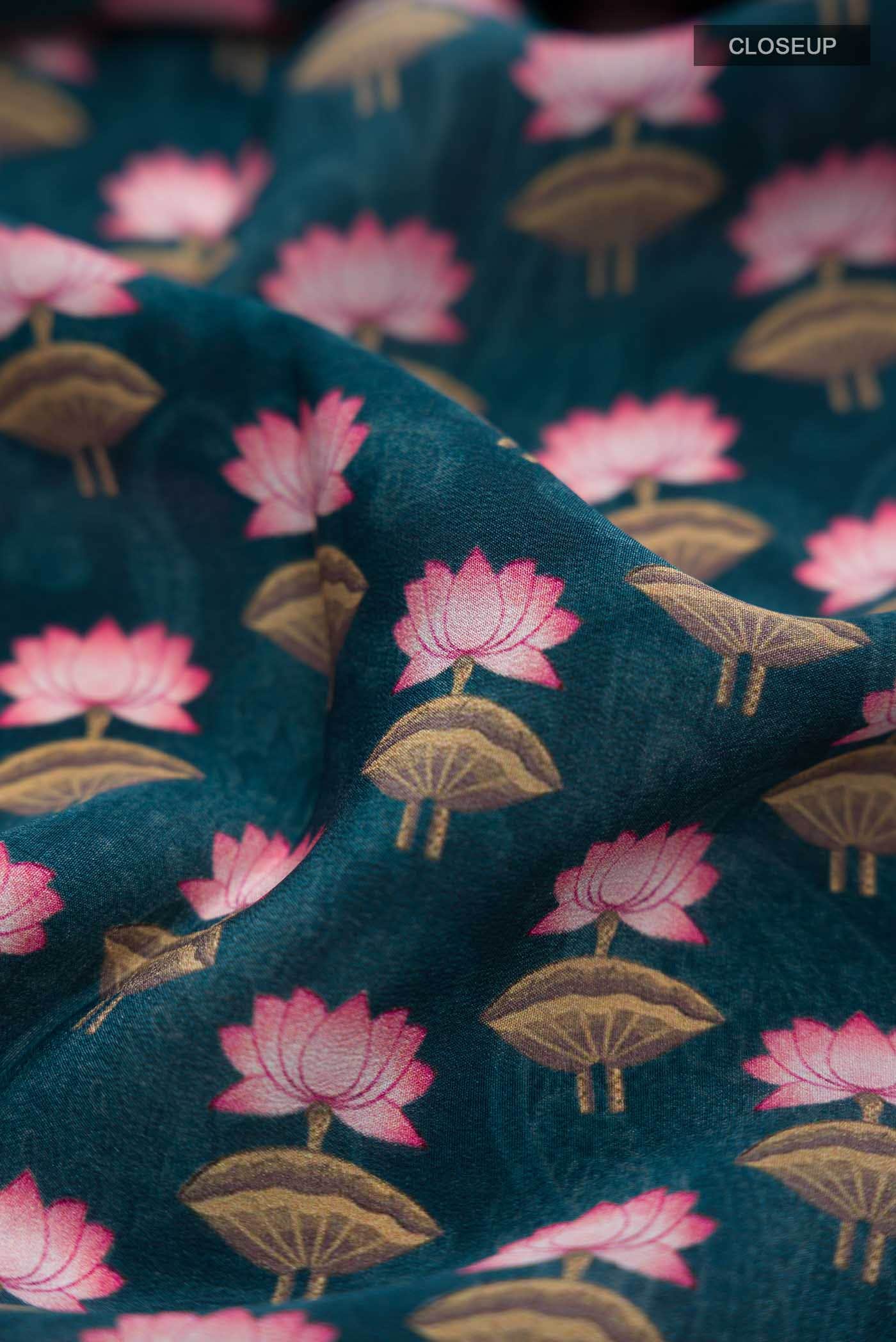 Blue Mysore Crepe Saree