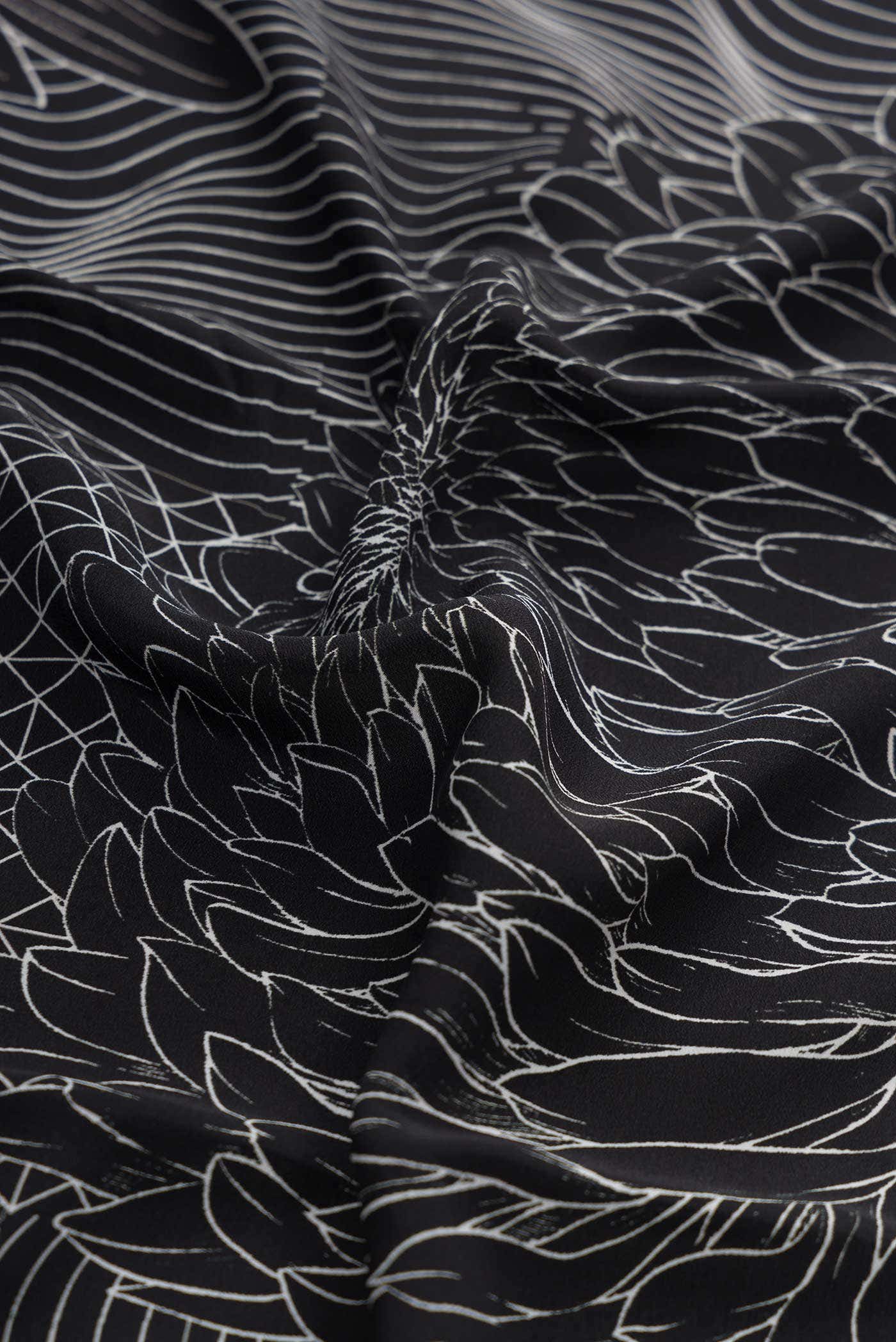 Black Mysore Crepe Saree