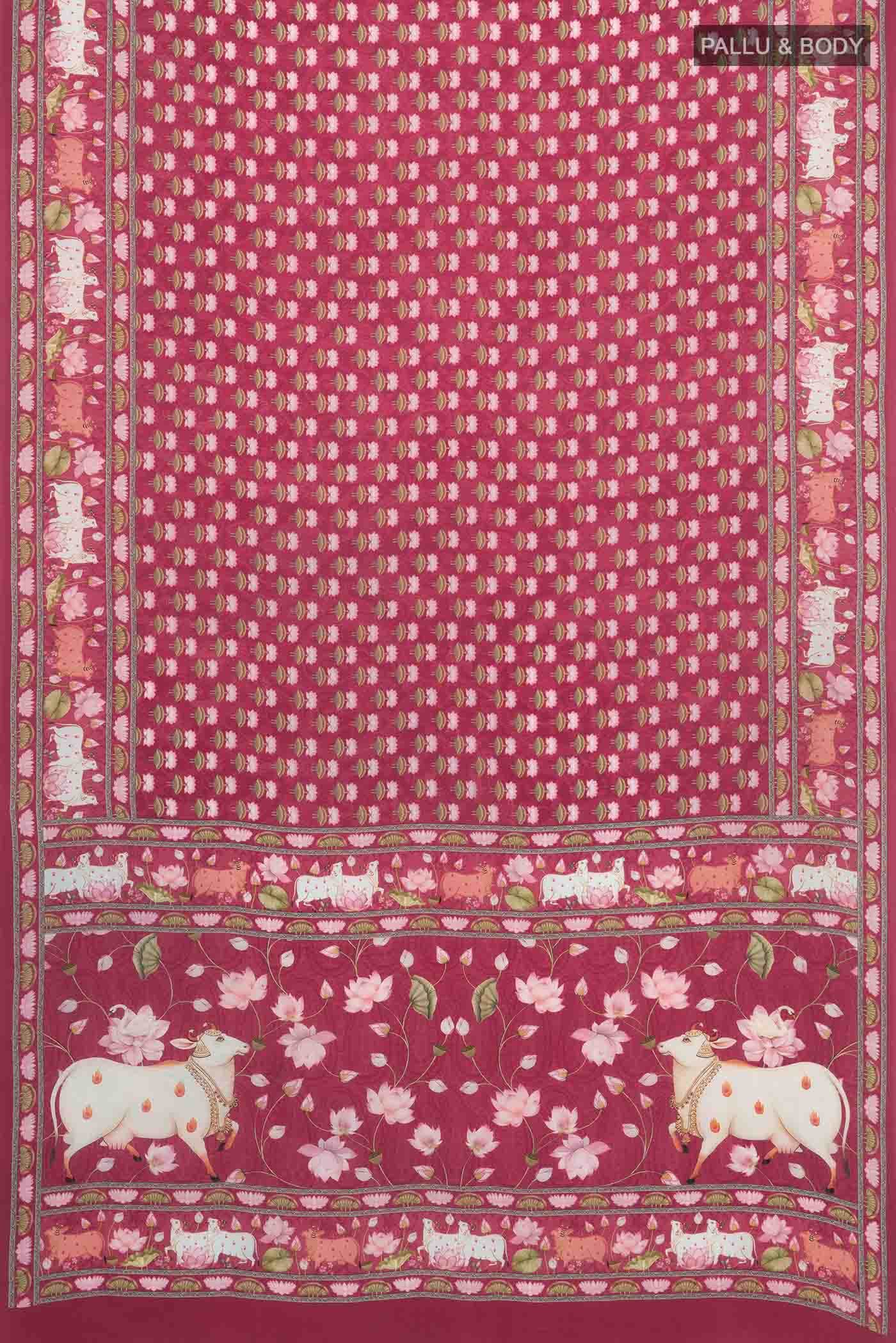 Pink Mysore Crepe Saree