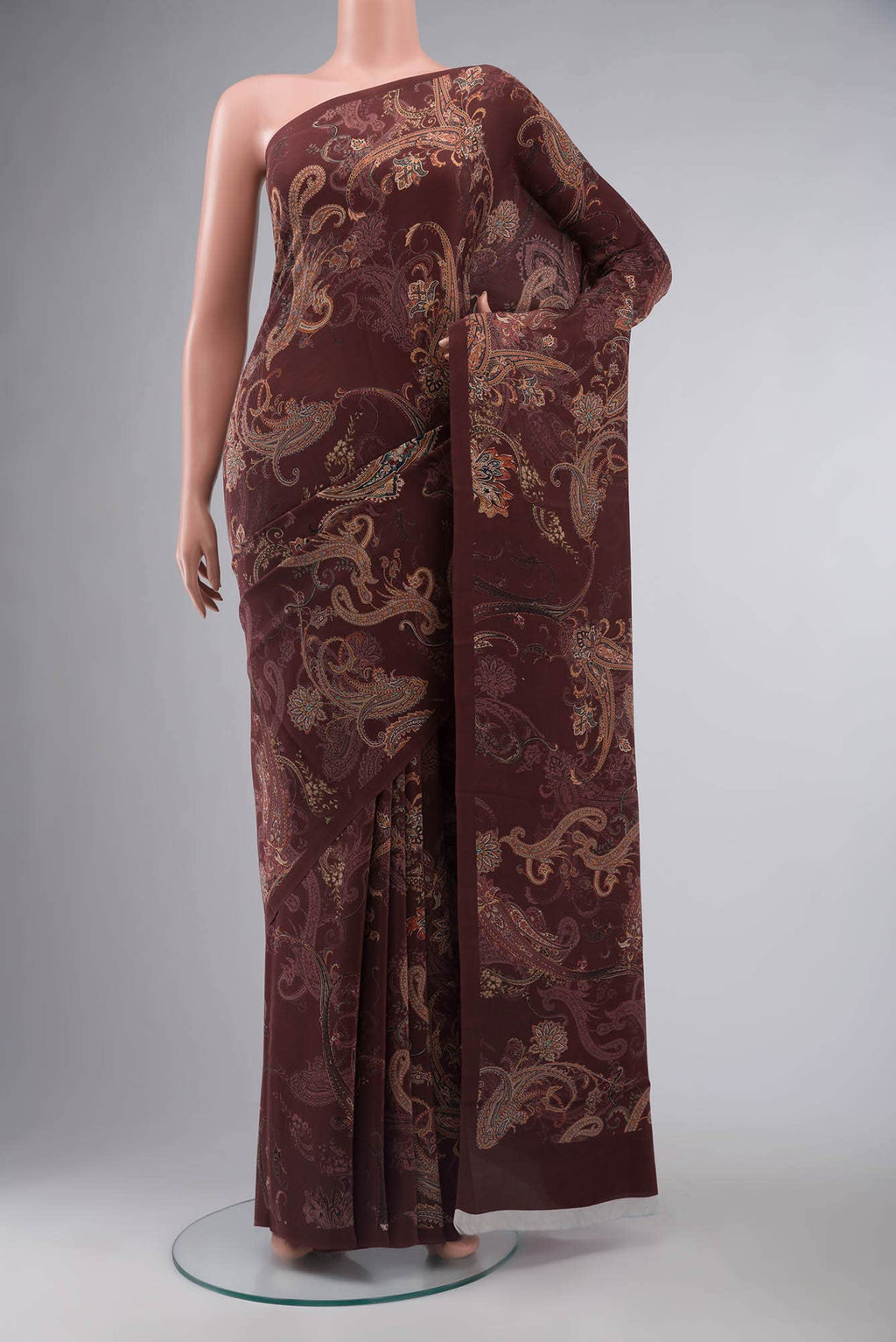 Coffee Brown Crepe Saree
