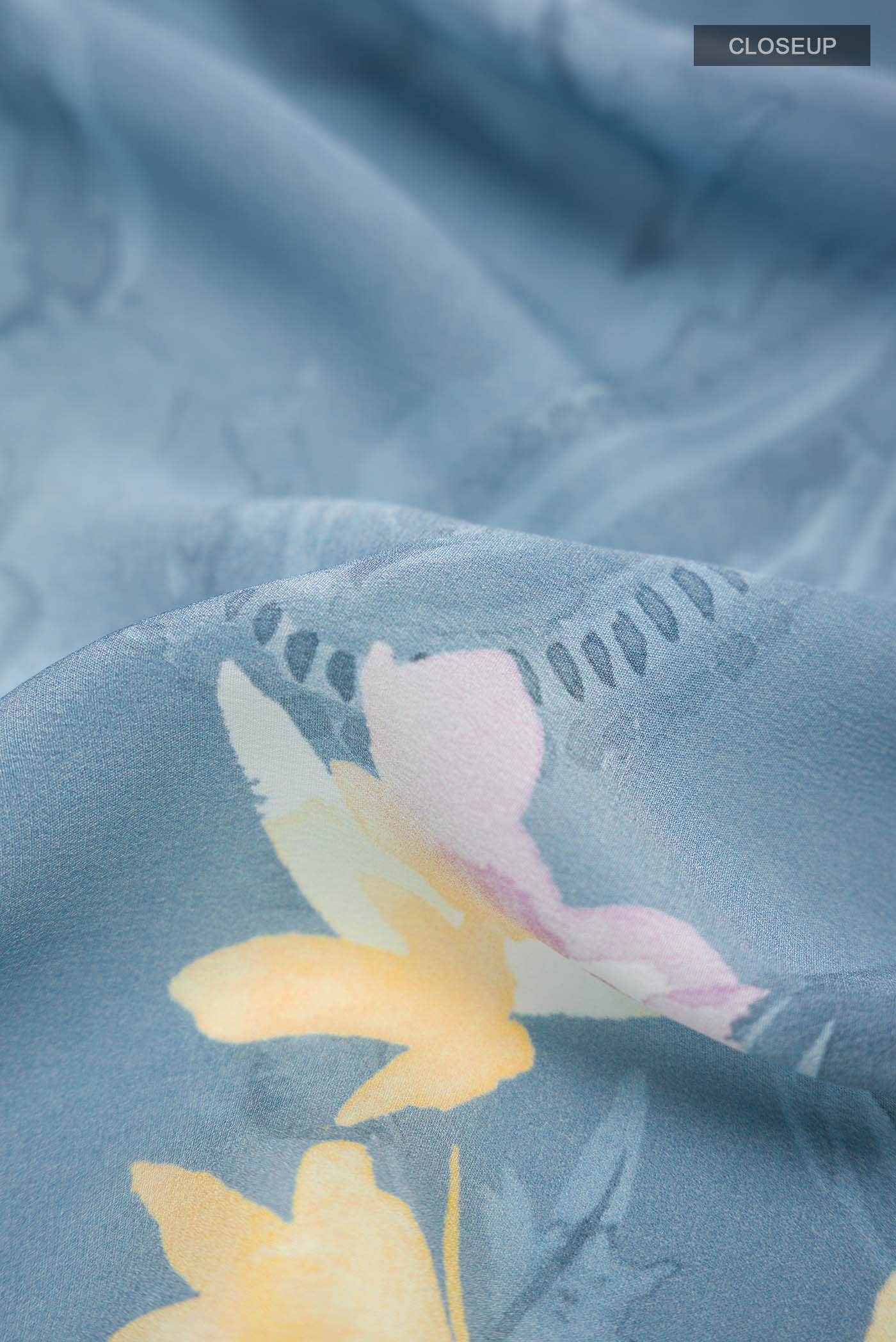 Blue Grey Mysore Crepe Saree