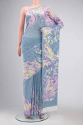 Blue Grey Mysore Crepe Saree