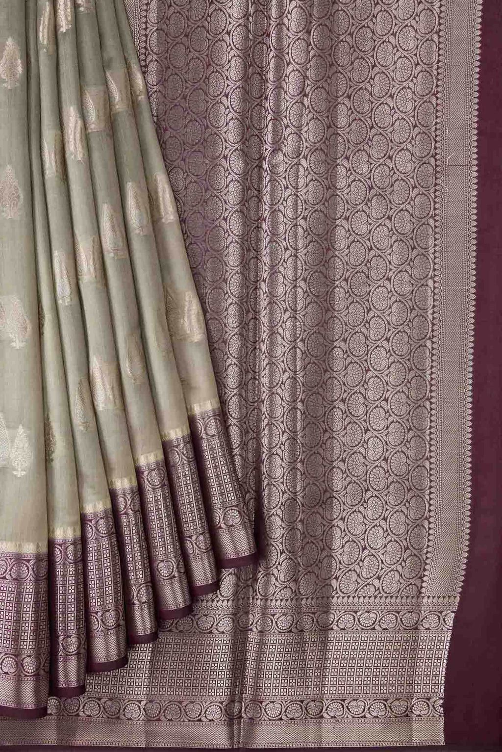 Davys Grey Dual Tone Tussar Silk Saree