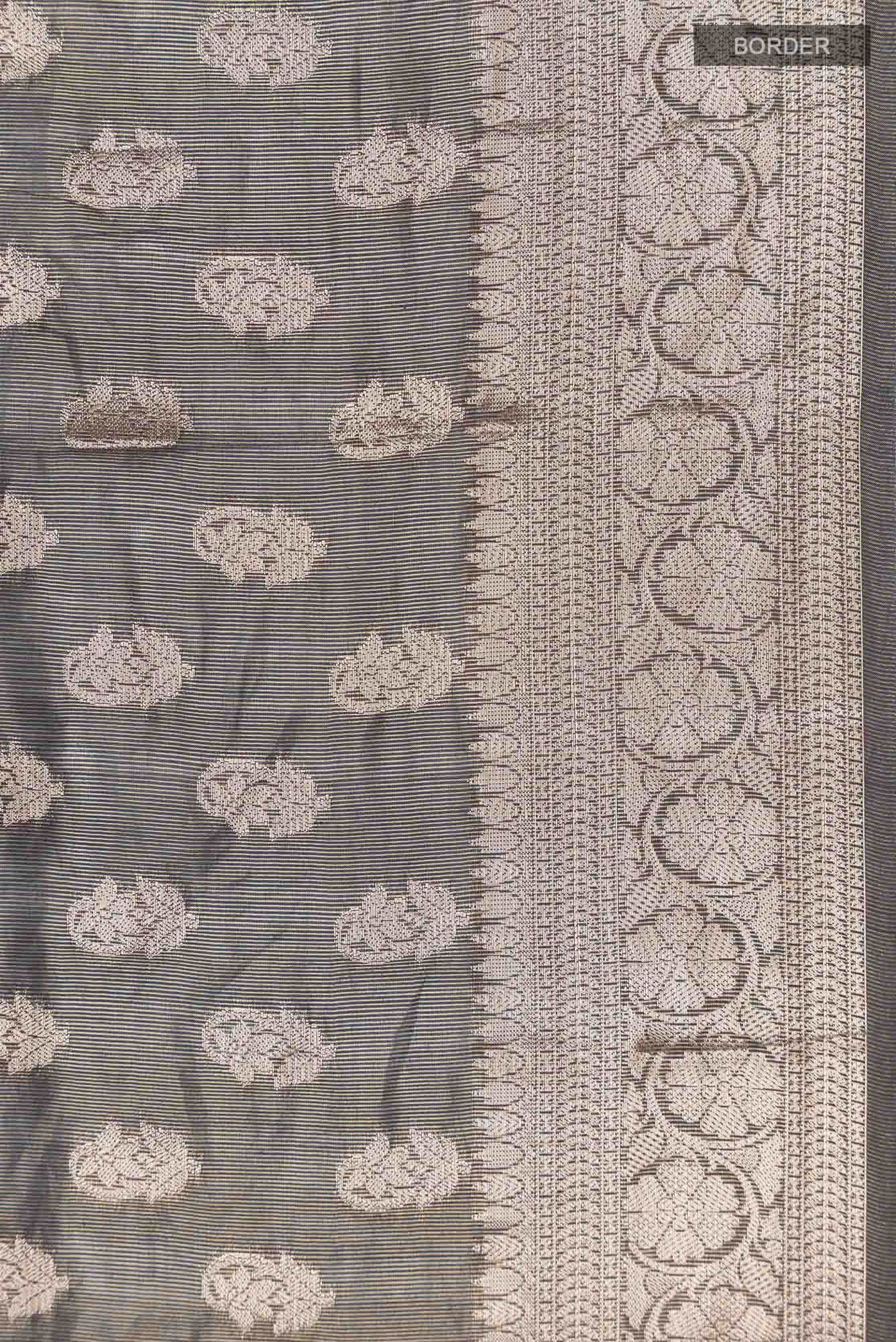 Grey Banarasi Tussar Silk Saree