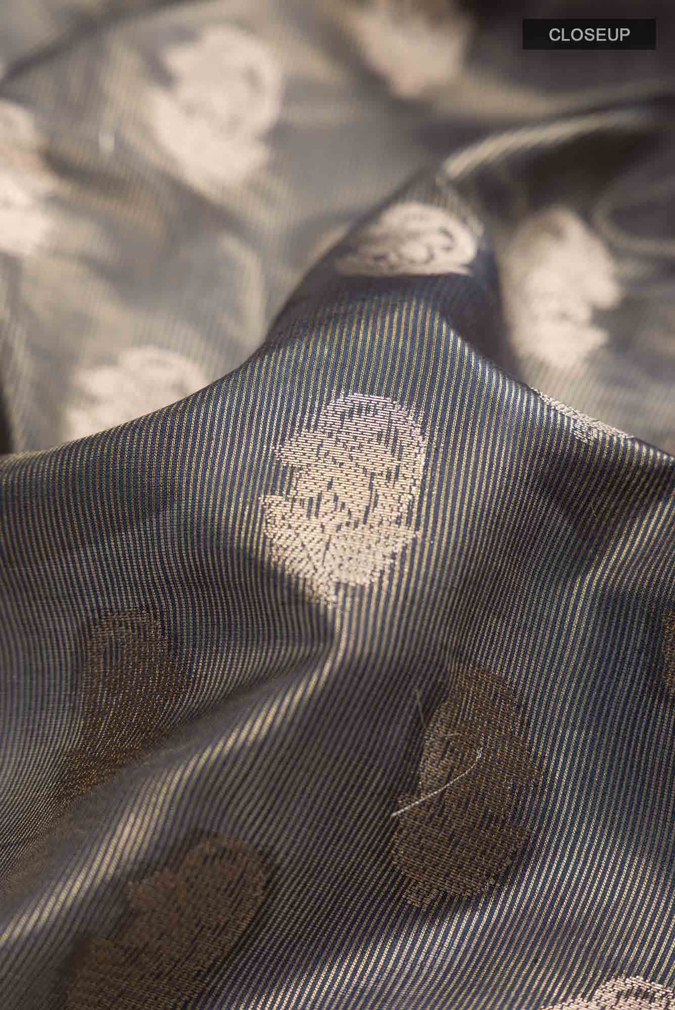 Grey Banarasi Tussar Silk Saree